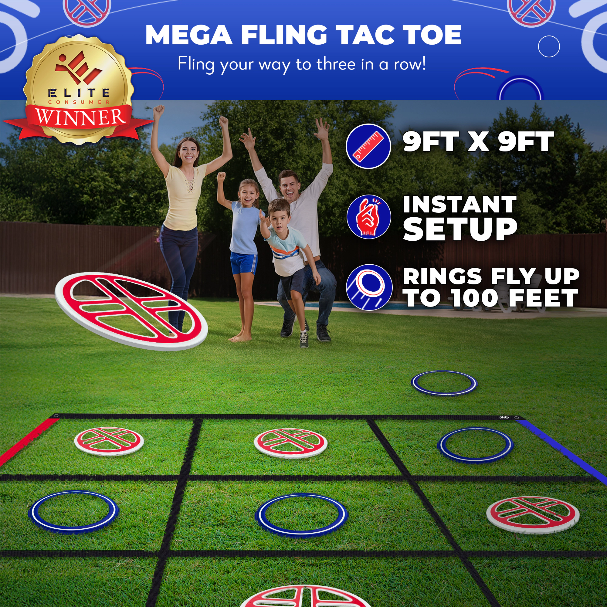 Swooc Games | Fling Tac Toe™ (9ft x 9ft) Giant Tic Tac Toe Game
