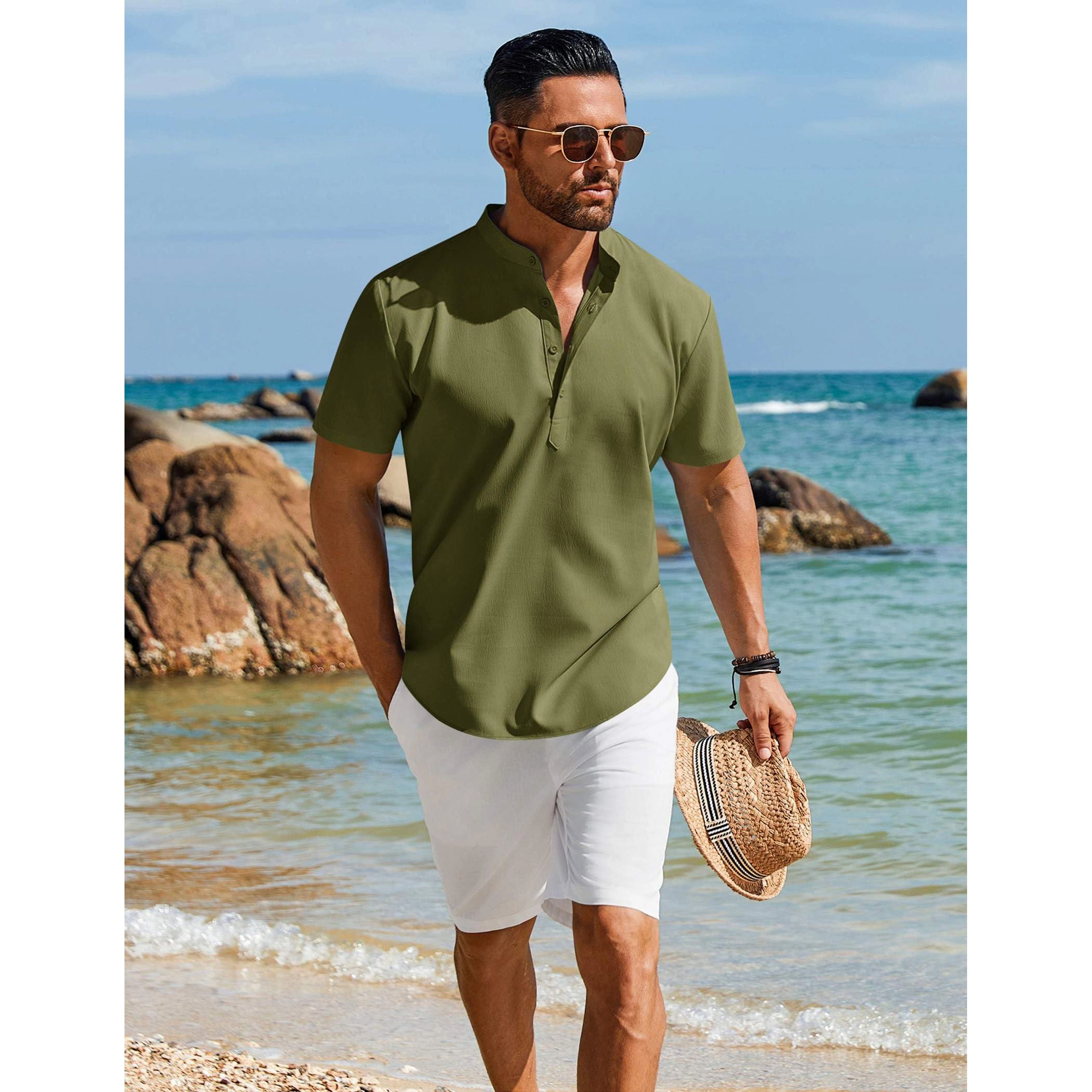 COOFANDY Men's Regular Fit Short Sleeve Henley Shirt