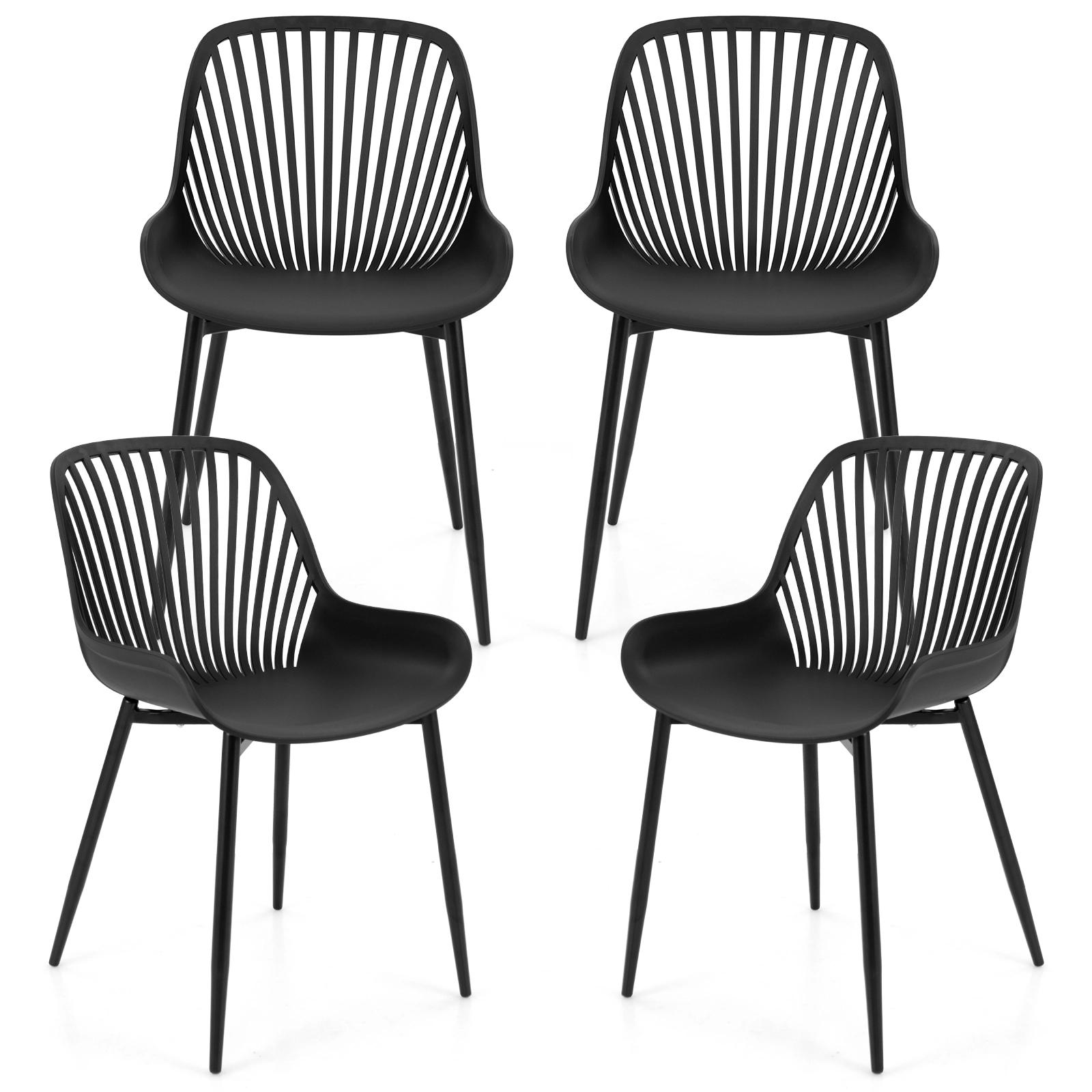 SUGIFT Modern Cutout Backrest Kitchen Dining Chairs with Metal Legs 330-lb Capacity Black
