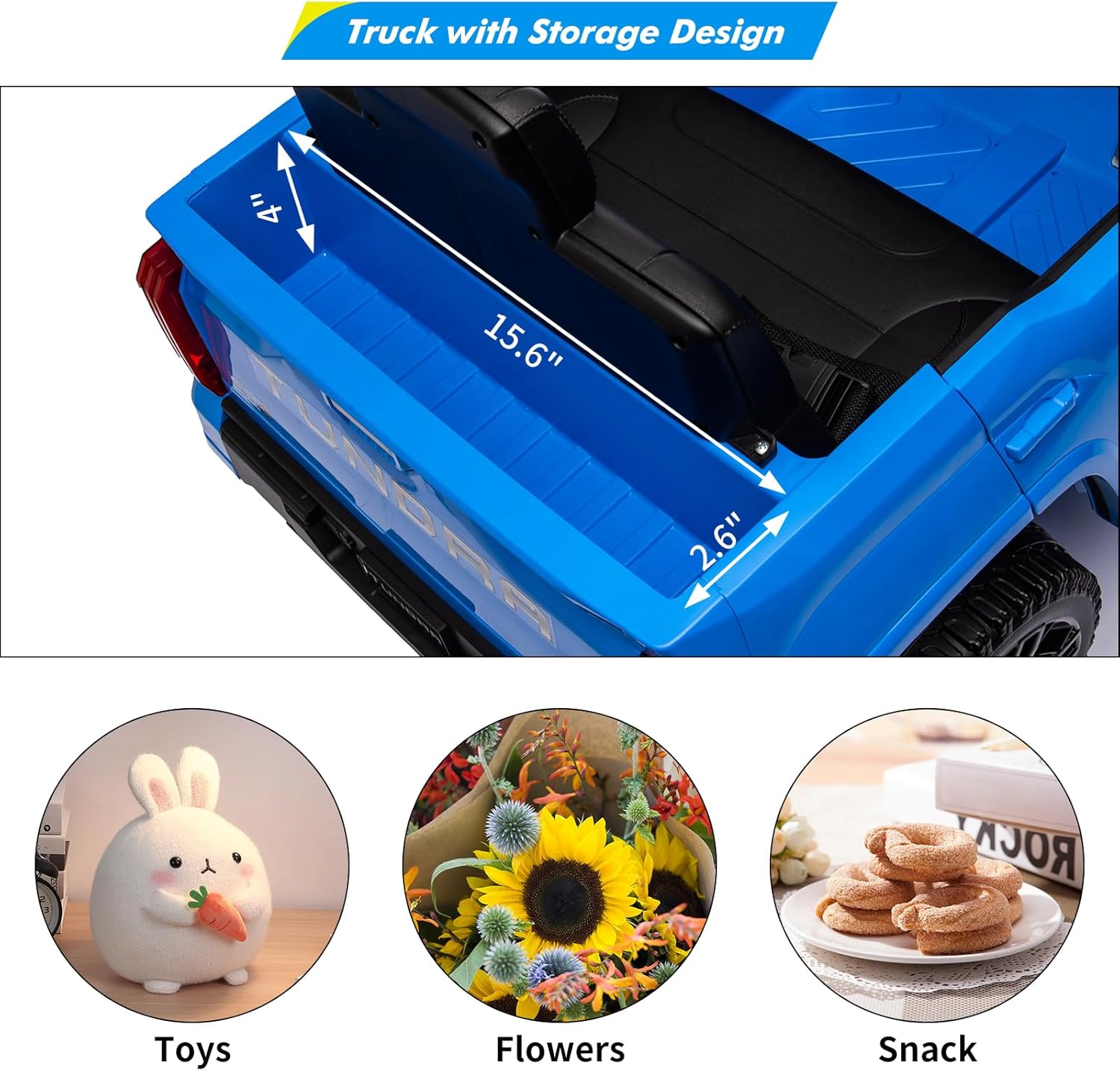 12V Licensed Toyota Tundra Kids Ride On Truck, Electric Car w/Remote Control, LED Lights, 3 Speeds, Suspension