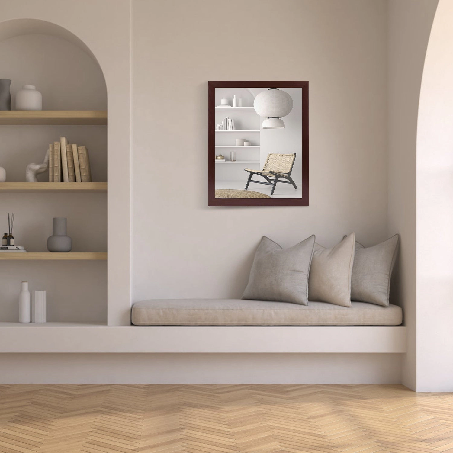 GBruno Wood-Like Frame 40 Cm Rectangle Wall Mirror