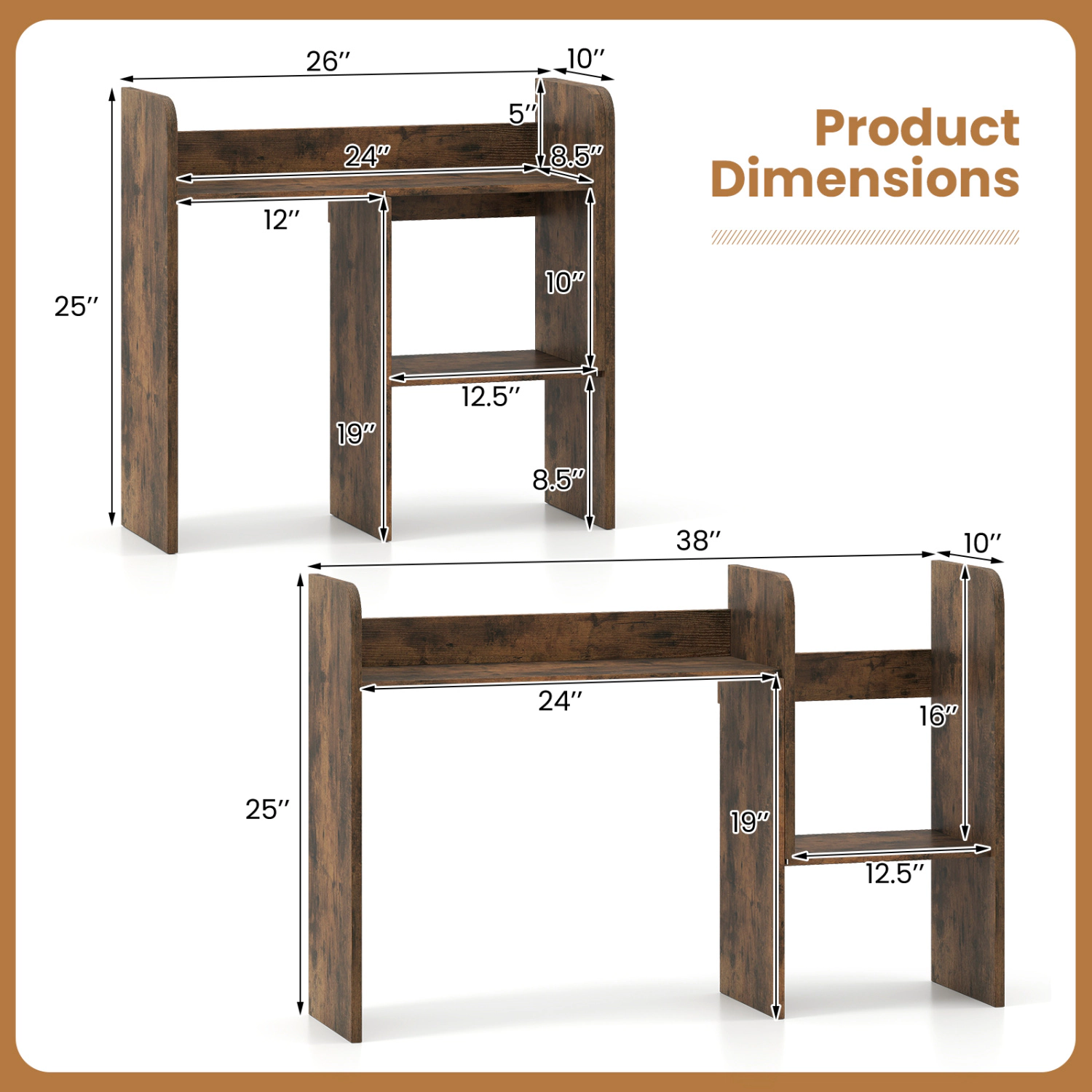 LJG Expandable Desk Bookshelf with Open Cubes and Desktop Display Rack