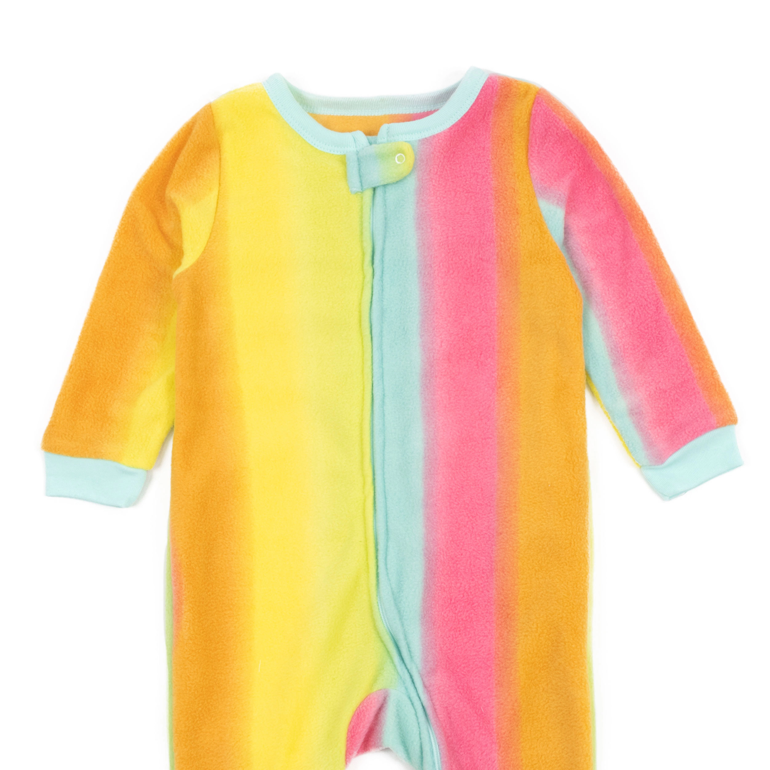 Leveret Baby/Toddler Girls Rainbow & Stars Tie Dye Fleece Footed Pajamas