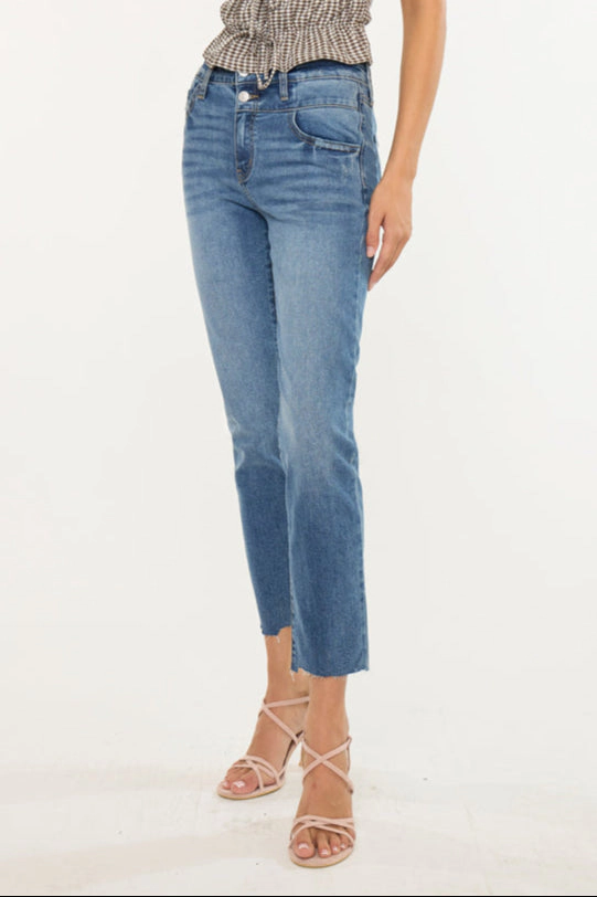 KanCan Women's Essentials High Rise Slim Straight Jeans Kathleen