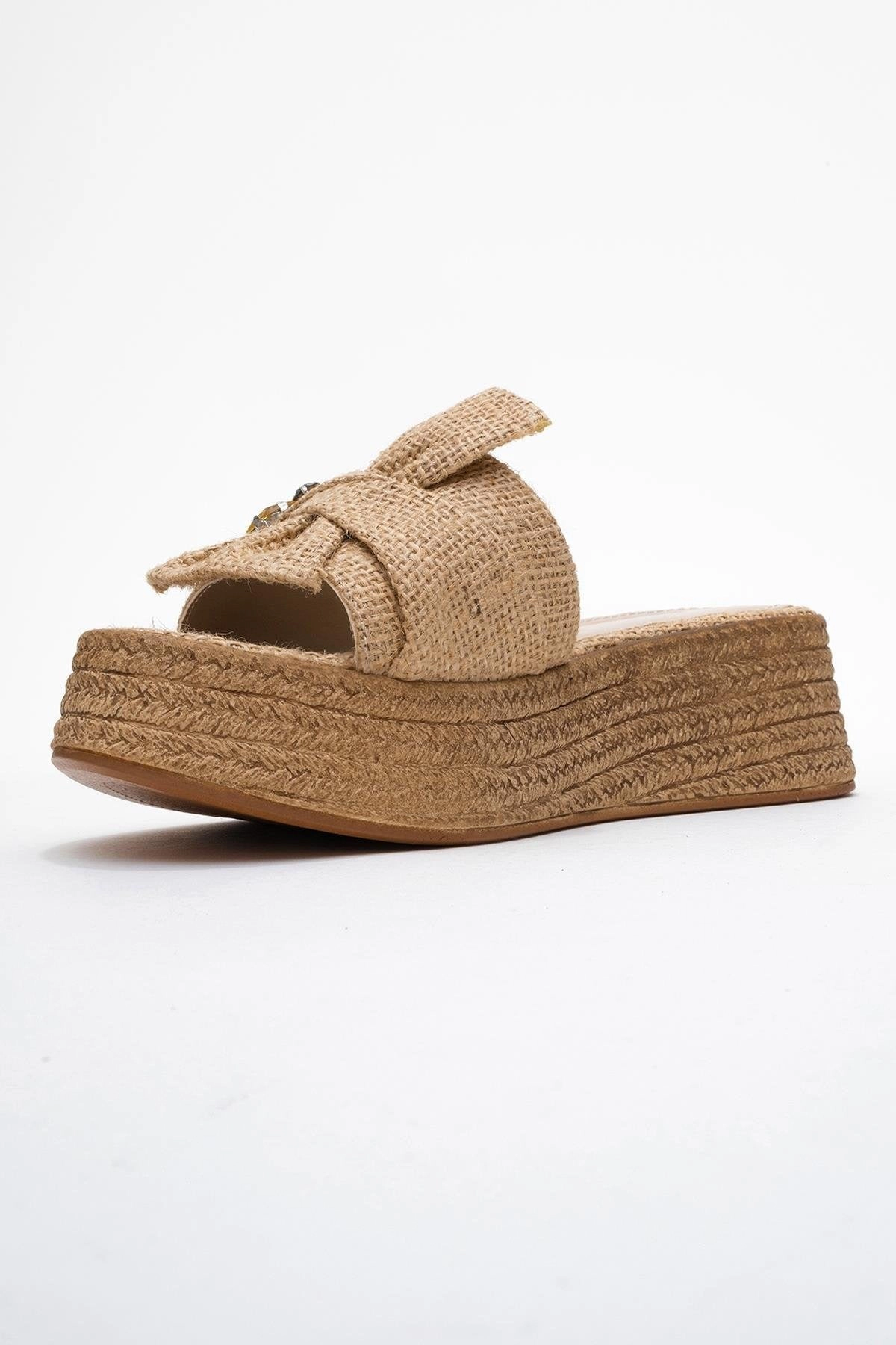 Prologue Shoes Womens Shara Braided Bow & Bee Buckle Platform Sandal