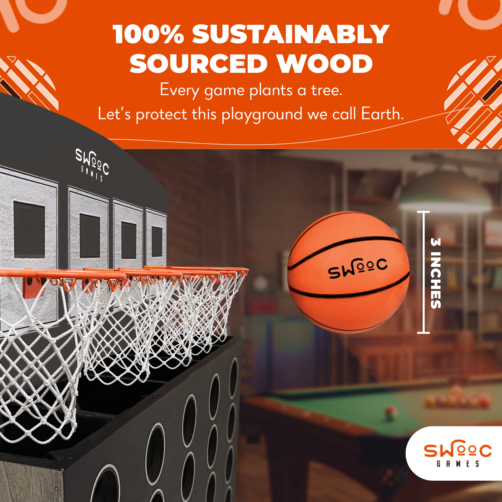 Swooc Games | Low Post Lineup™ | Wall Mounted Basketball 4 In A Row