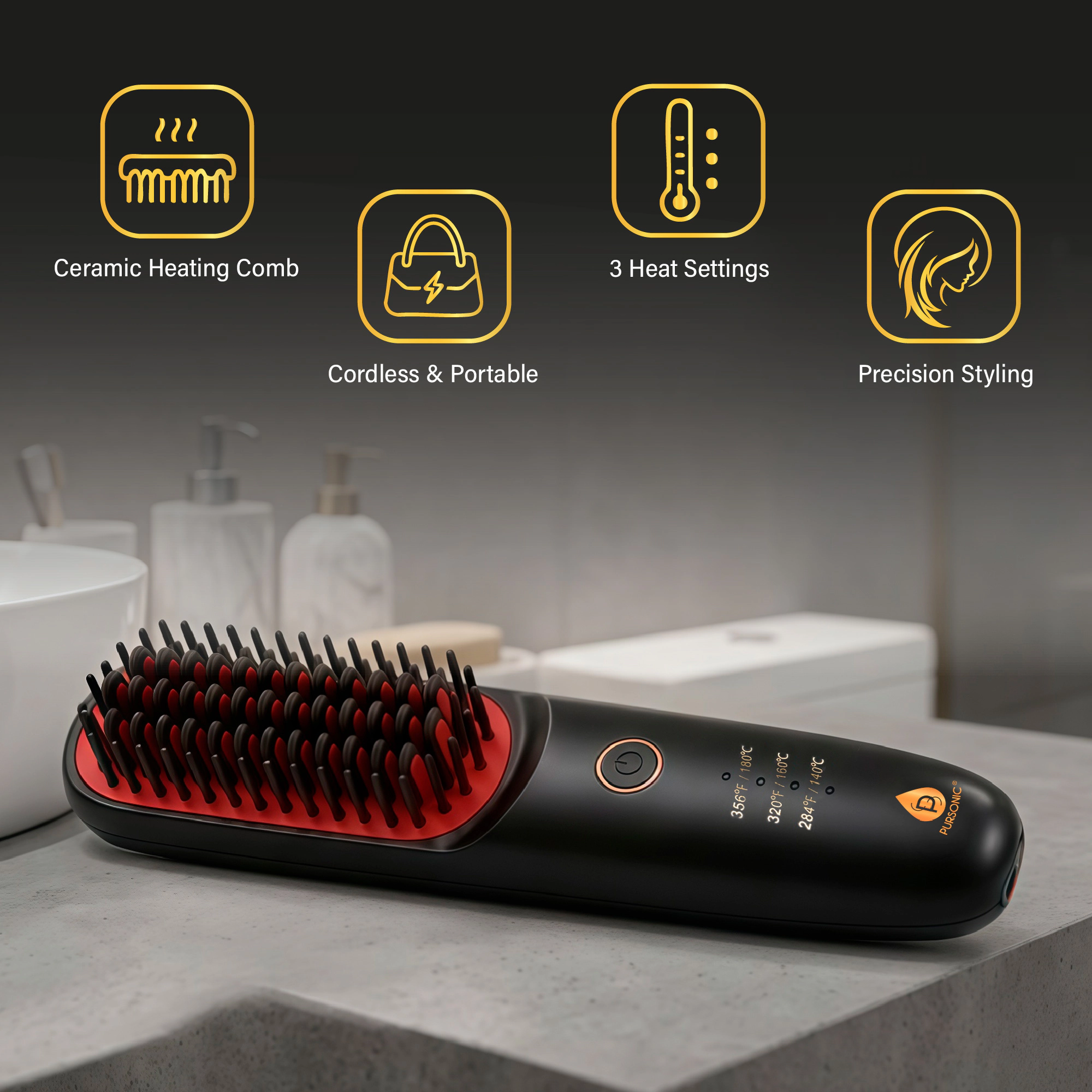 Pursonic Women’s Modern Velvet Cordless Heated Hair Straightener