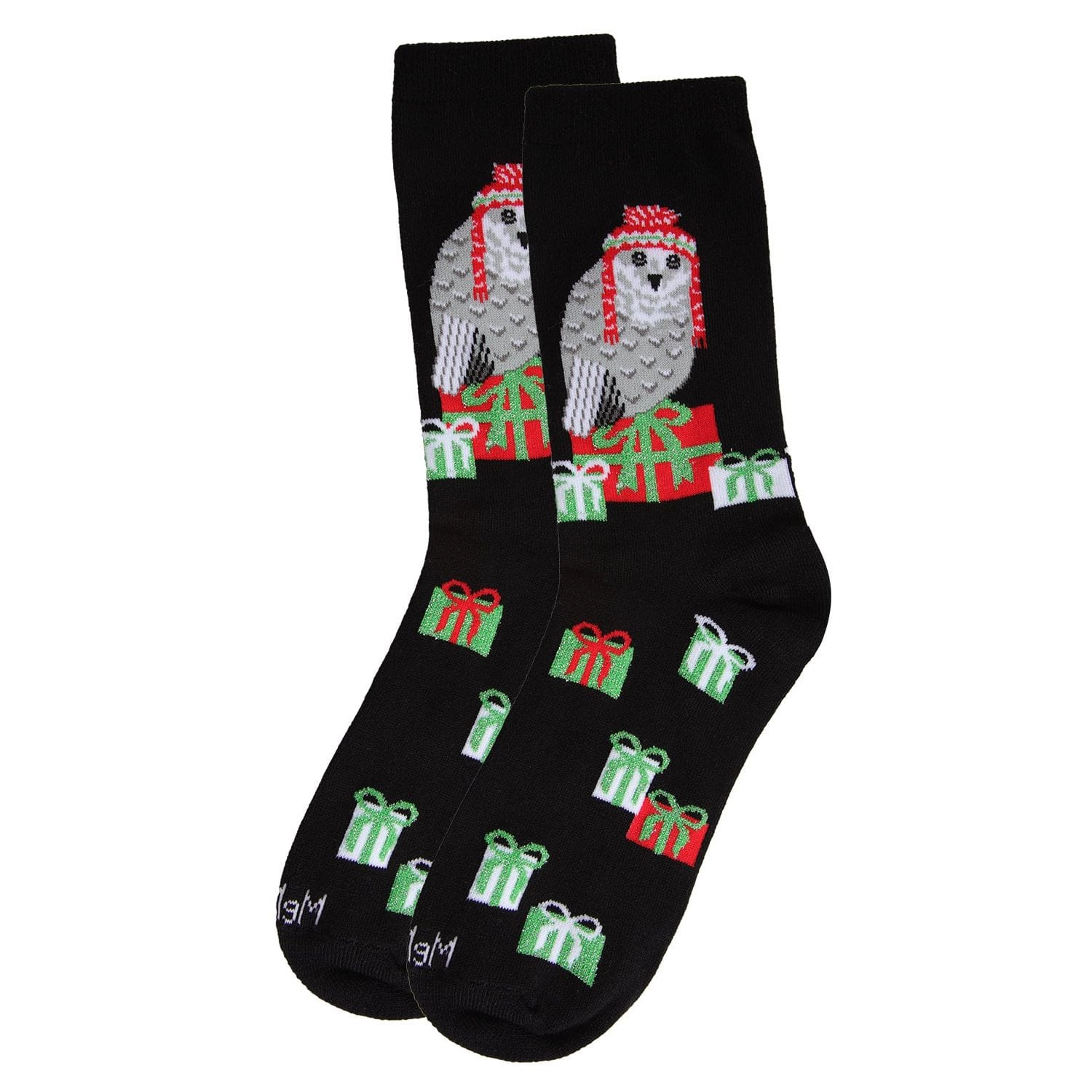 MeMoi Women's Snow Owl Holiday Crew Socks