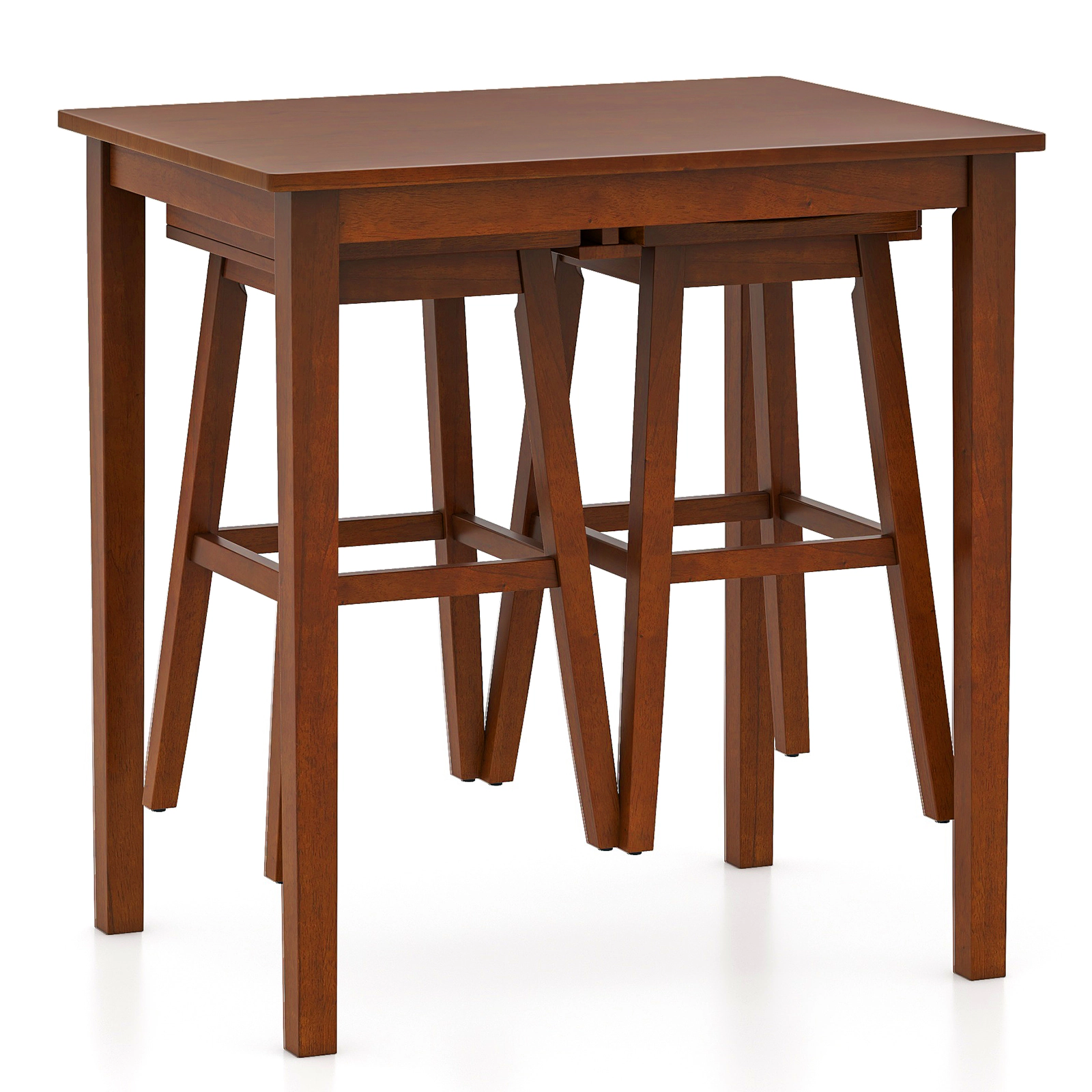SUGIFT 3-Piece Counter-Height Bar Table Set with Pub Table & 2 Saddle Stools 176-lb Table Capacity 287-lb Stool Capacity