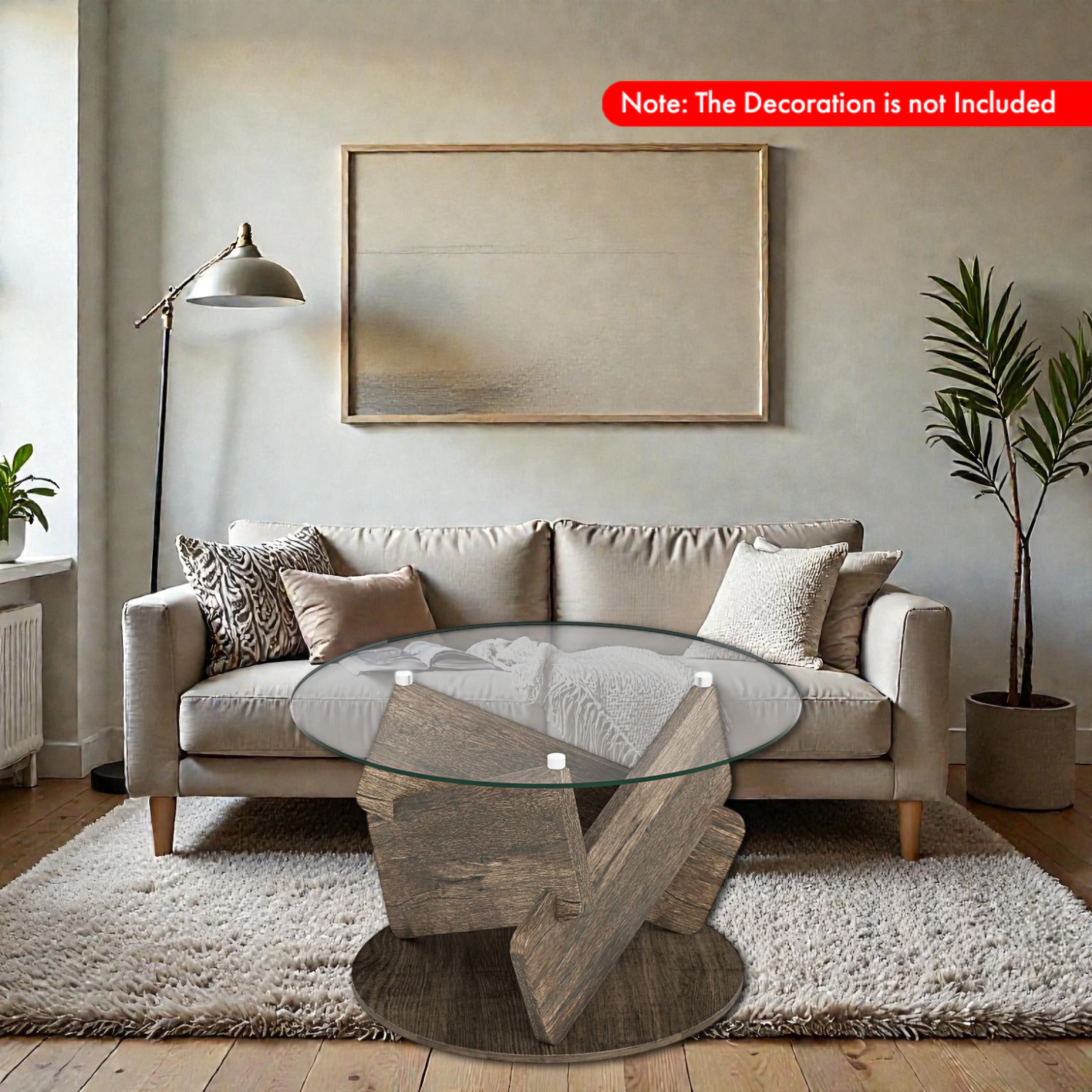 Hivvago Modern Round 32" Coffee Table Featuring a Smooth Glass Top