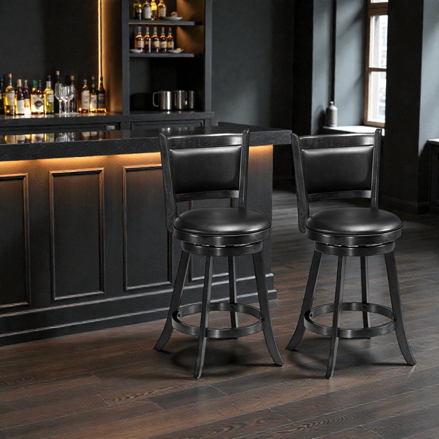 Hivvago Swivel Counter Stools with Comfortable Upholstered Dining Seats