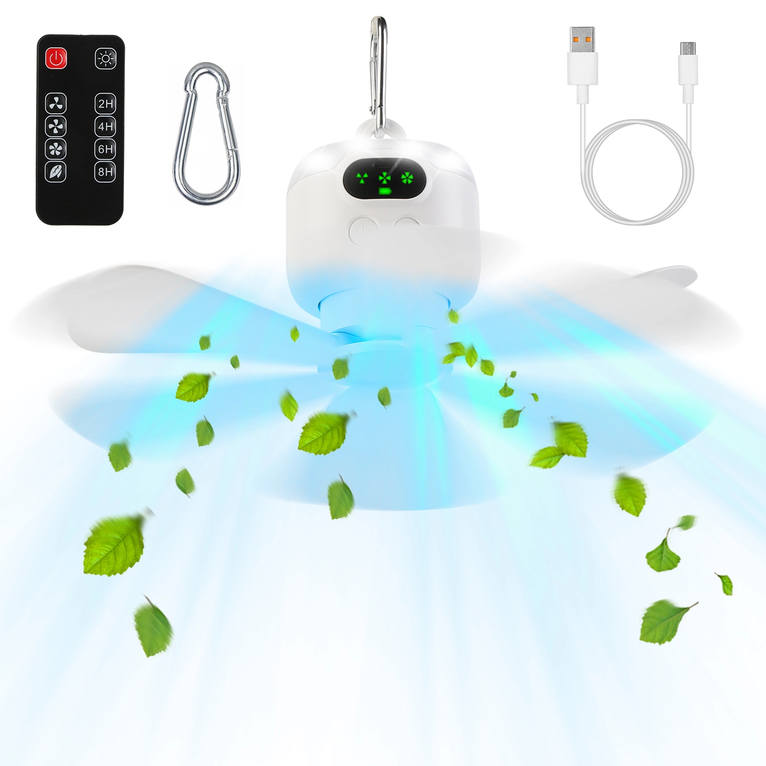 GBruno 2-in-1 Camping Fan With LED Lantern