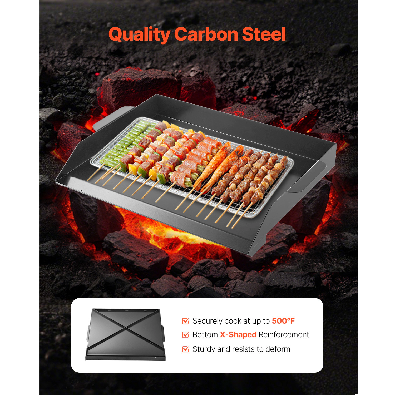 HONGGE Stainless Steel Griddle Universal Flat Top Rectangular Plate Gas Grill Griddle for BBQ Grill Teppanyaki Portable