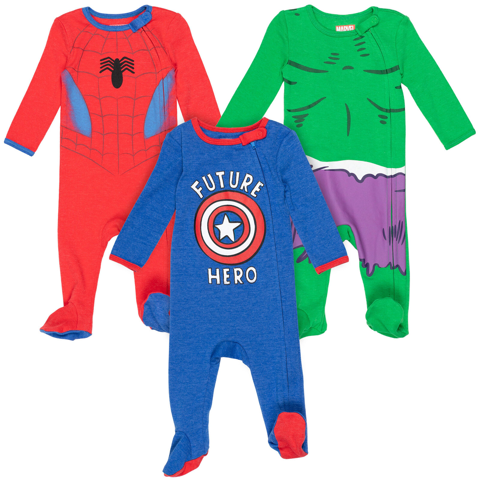 Marvel Avengers Baby Boys' 3-Pack Cosplay Footed Sleep N' Play