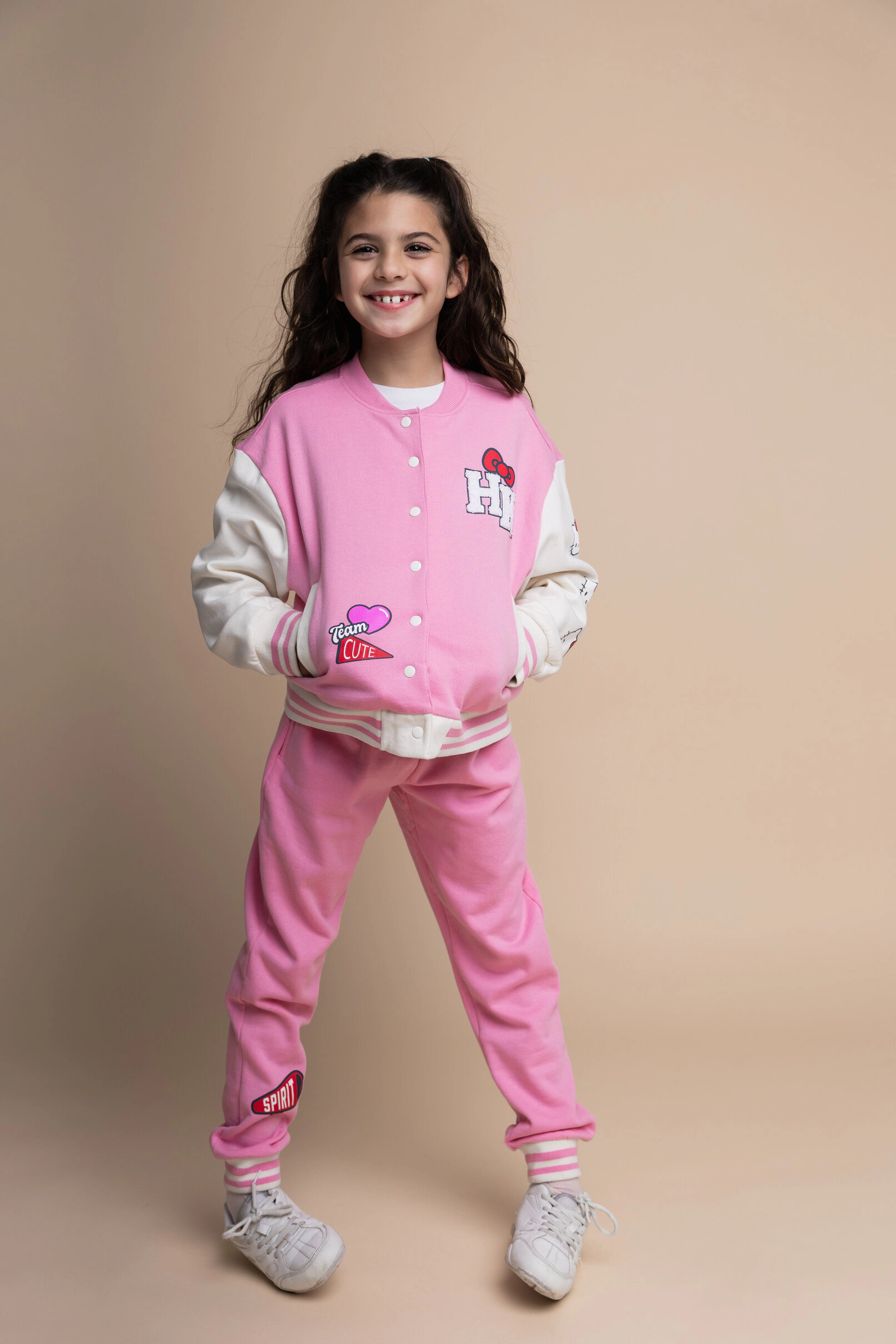 Hello Kitty Girls' Fleece Varsity Jacket and Pants Set