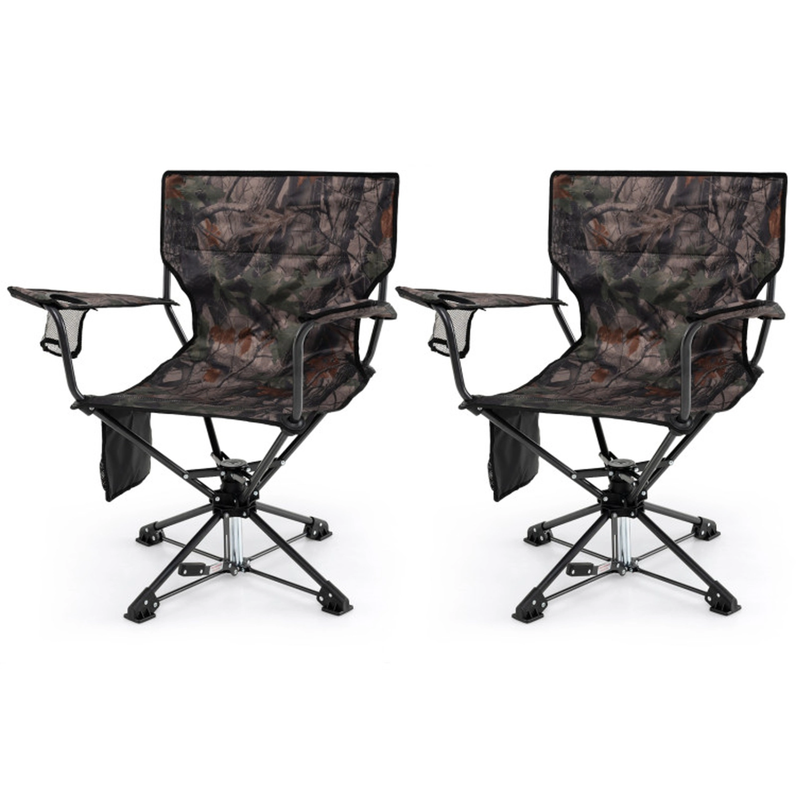 SUGIFT 360° Swivel Hunting Chair Portable Foldable Hunting Chair Set of 2 300-lb Capacity 32-in Tall Camo