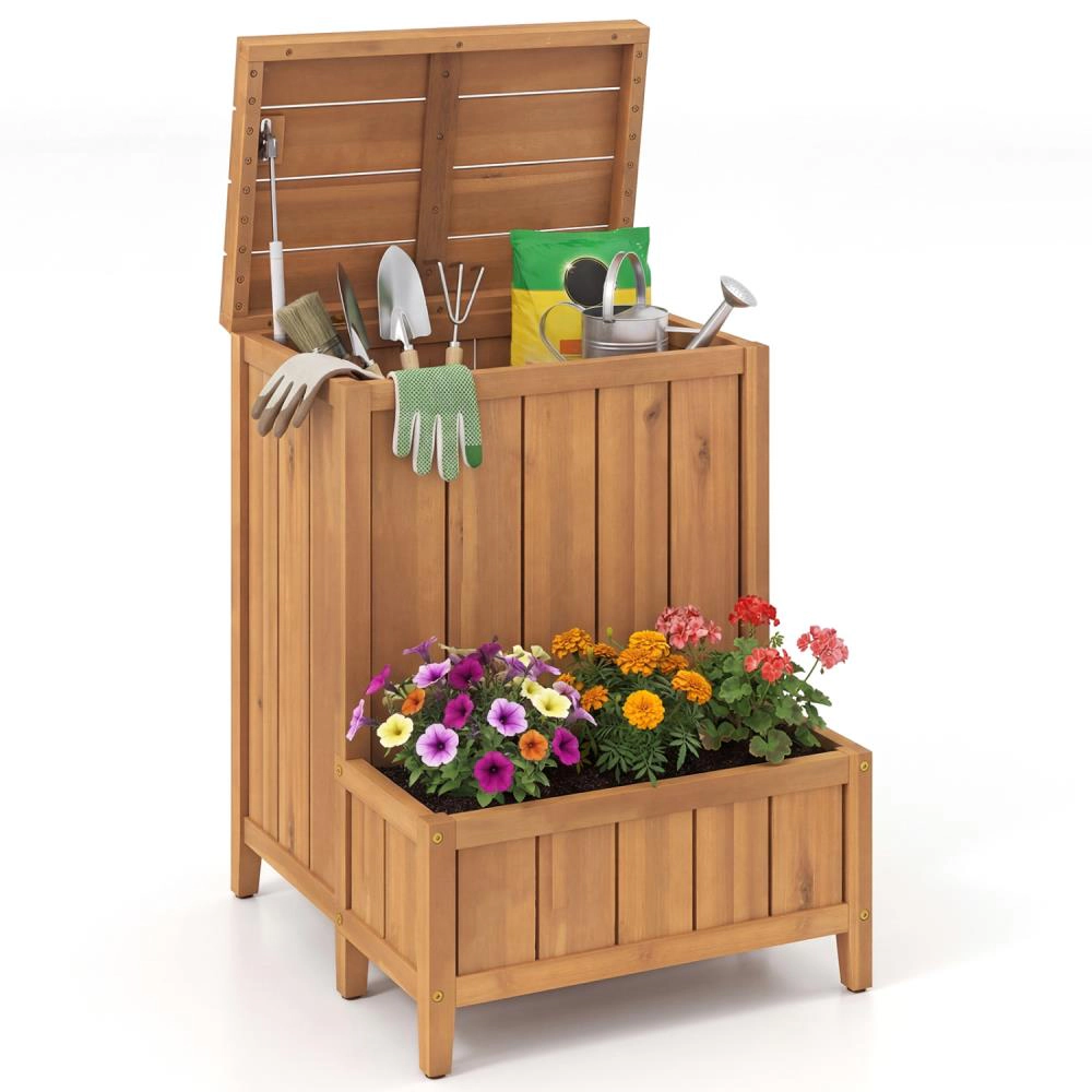 Hivvago Package Delivery Box with Planter Box for Pool Accessories and Garden Tools