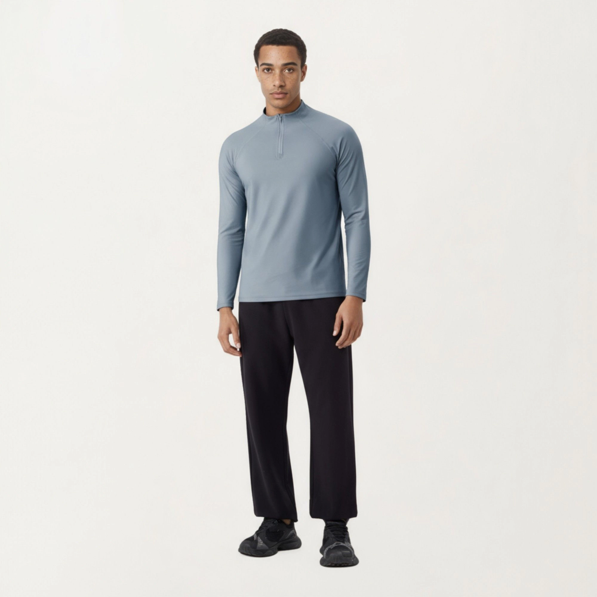 Anna-Kaci Men's Long Sleeve Quarter-Zip Athletic Top with Mock Neck and Stretch Performance Fabric