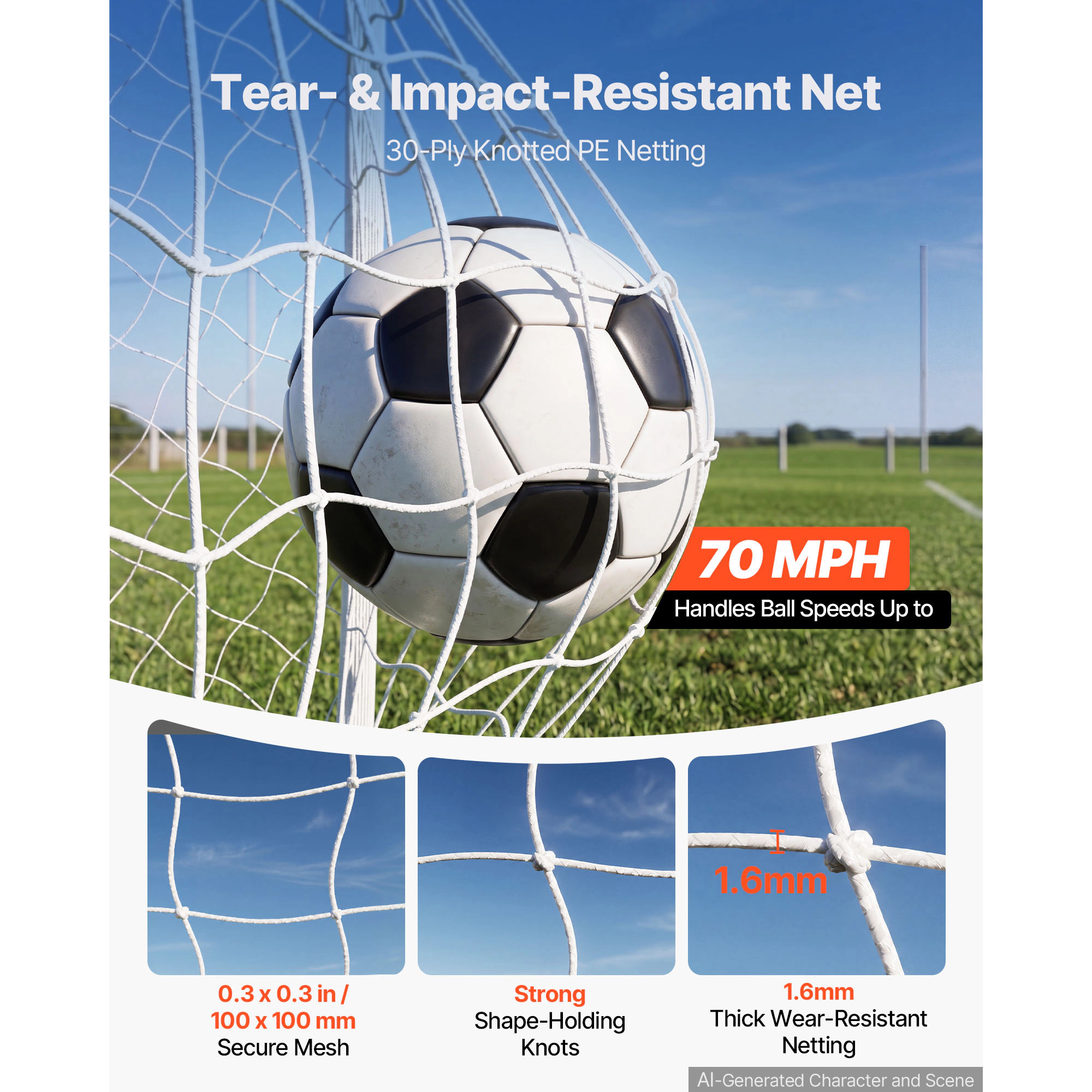 HONGGE Soccer Goal PVC Soccer Goal for Backyard with PE Net, Portable Weatherproof Set, with High-Strength PE Net
