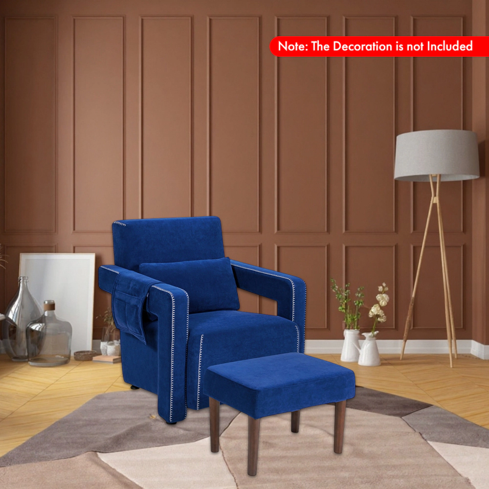 Hivvago Modern Living Room Armchair with Matching Ottoman and Waist Support Pillow