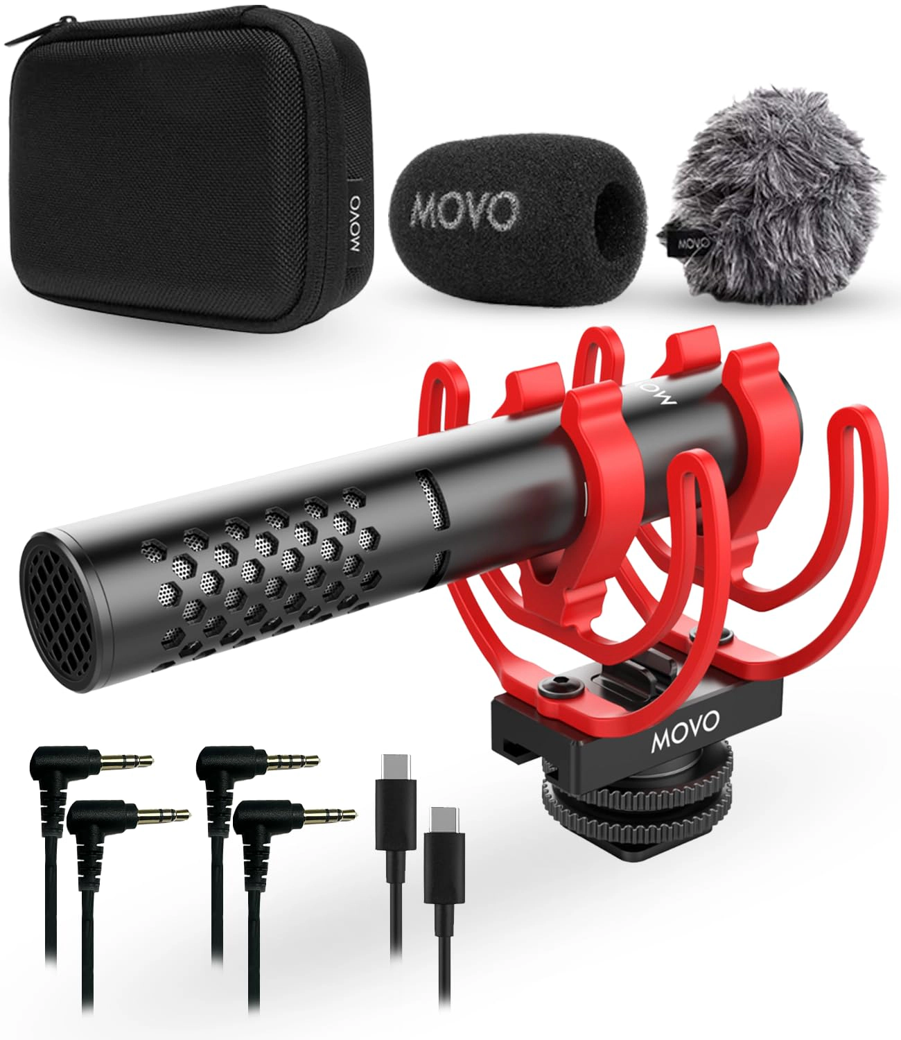 Movo X1-Mini Video Shotgun Mic - Supercardioid 3.5mm/USB-C Analog/Digital Microphone for Cameras Smartphones Computers