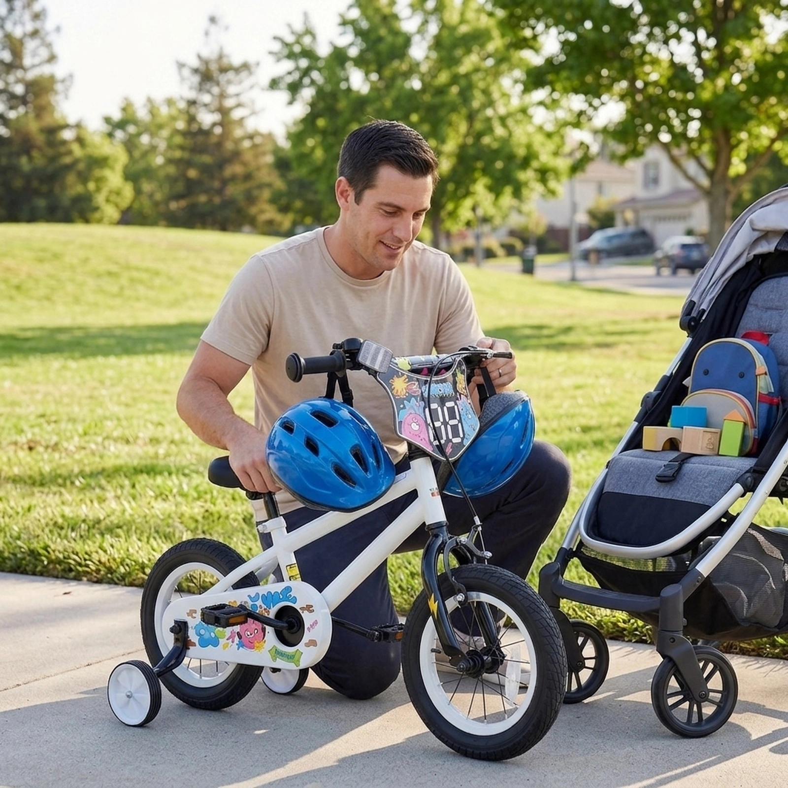 12-in Kids Bicycle for Ages 3-4 with Training Wheels Coaster Brake 17.5-in Low Saddle and Reflectors Street Graphics