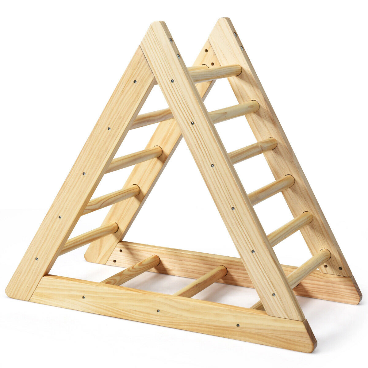 SUGIFT Natural ASTM Certified Toddler Step Training Wooden Triangle Climber
