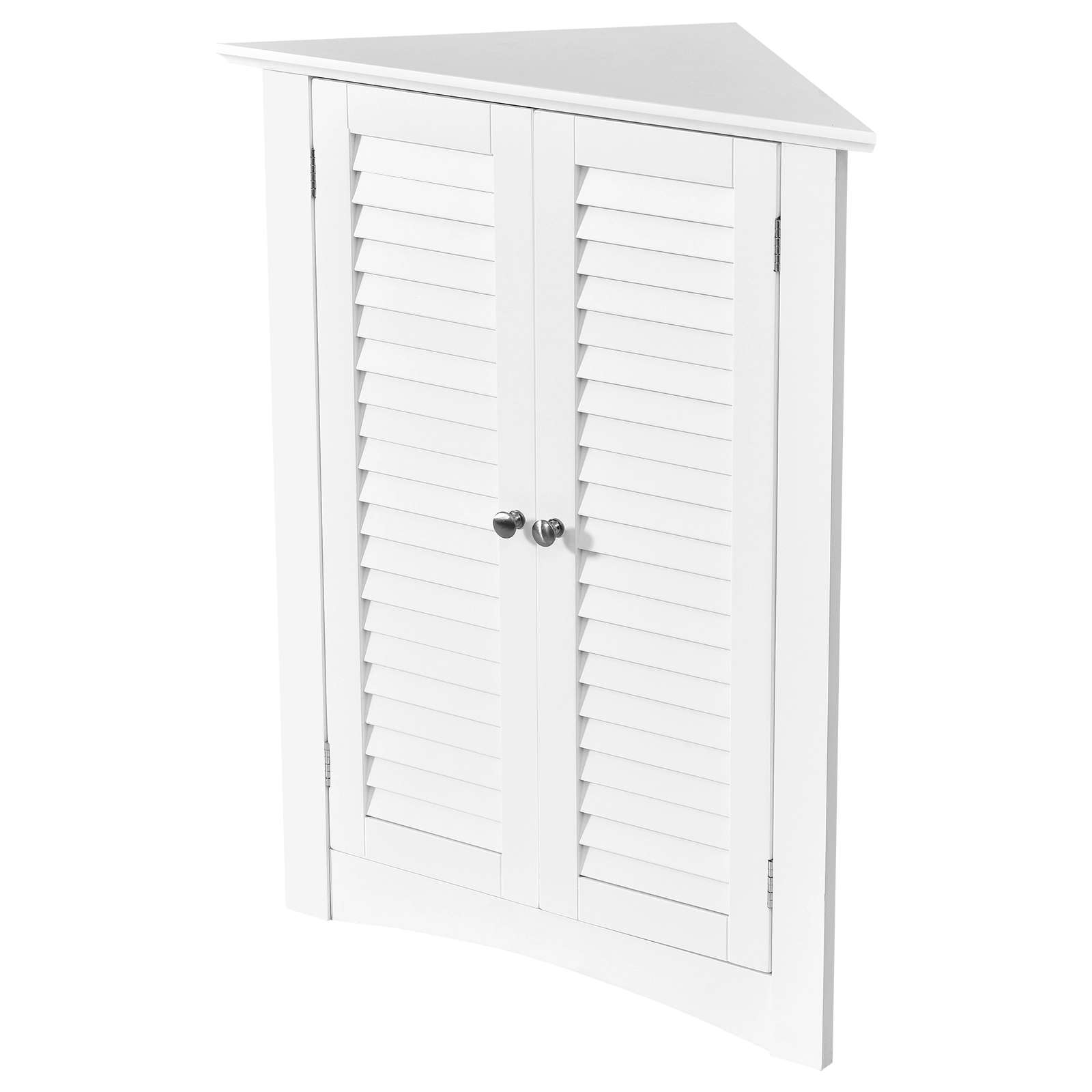 SUGIFT White 66-lb Capacity Corner Bathroom Storage Cabinet with Shutter Doors and Adjustable Shelf