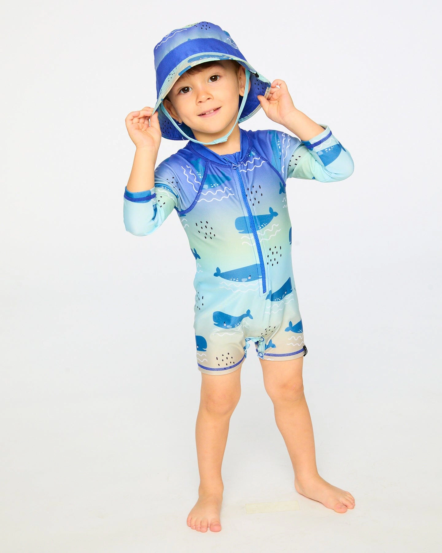 Deux par Boys One-Piece Long Sleeve Rashguard Whale Print