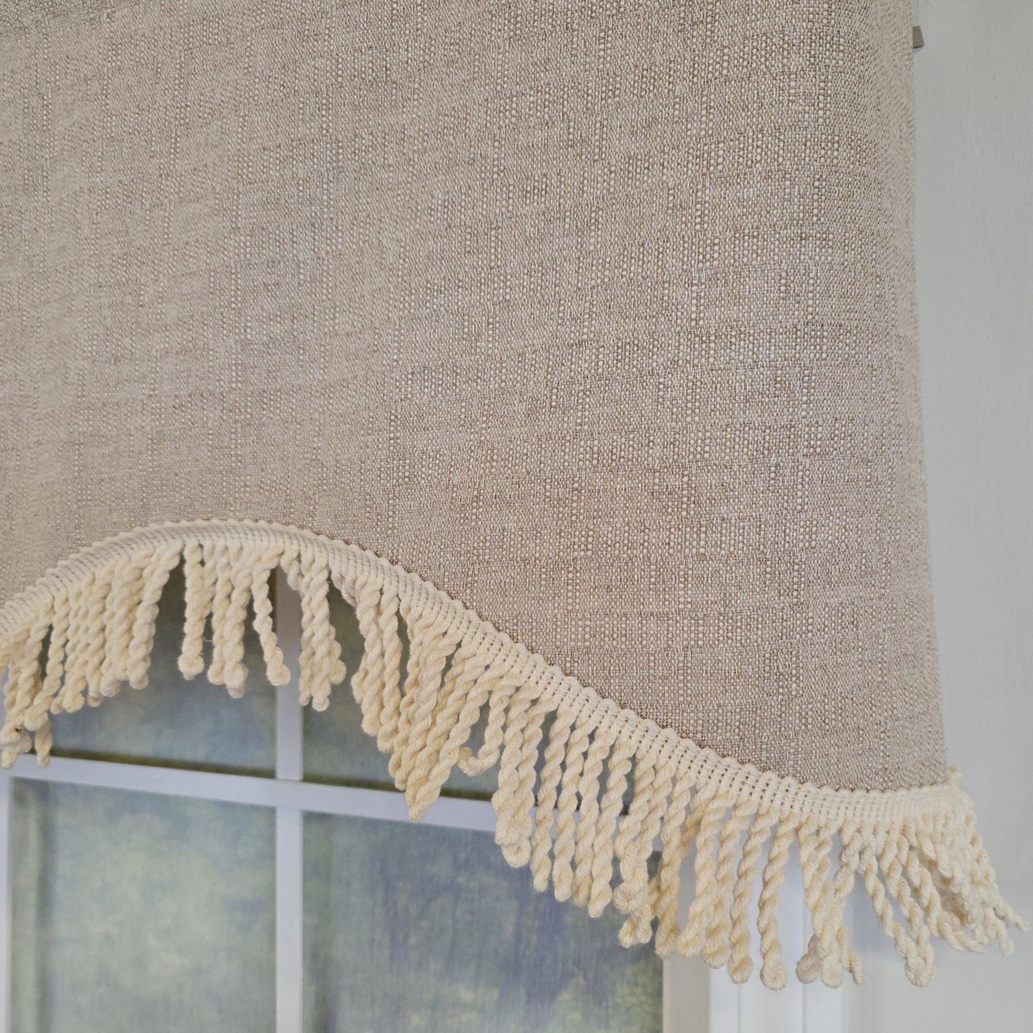 RLF Home 100% Cotton Denton Cornice  Fully lined Windows Rod Pocket Valance 50" x 17"  Cream