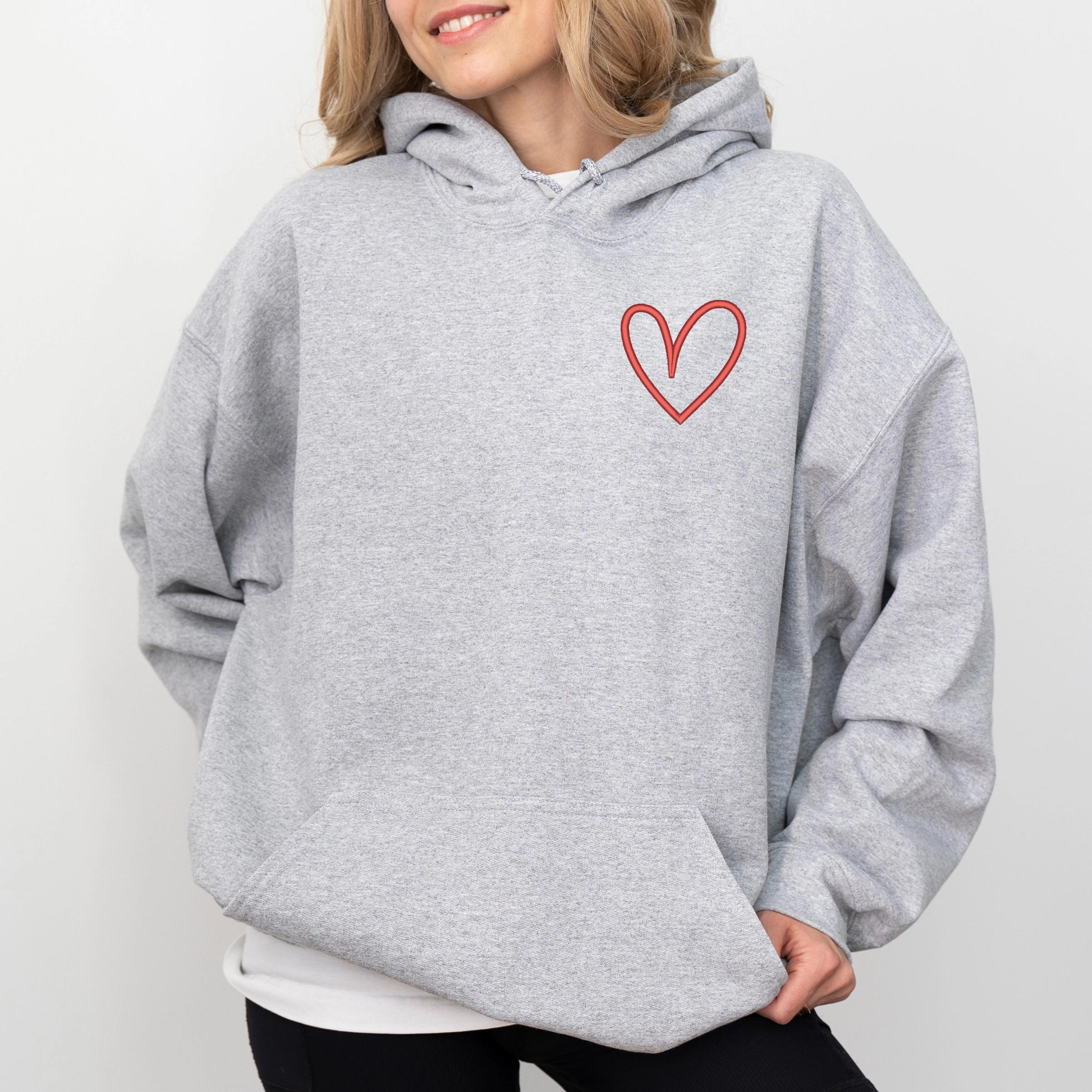 Simply Sage Market - Women's Graphic Hoodie Embroidered Hand Drawn Heart