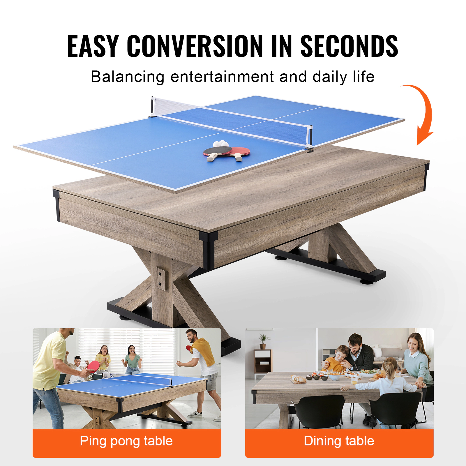 HONGGE Billiards Table Pool Table Set Includes with Cloth for Family Game Room