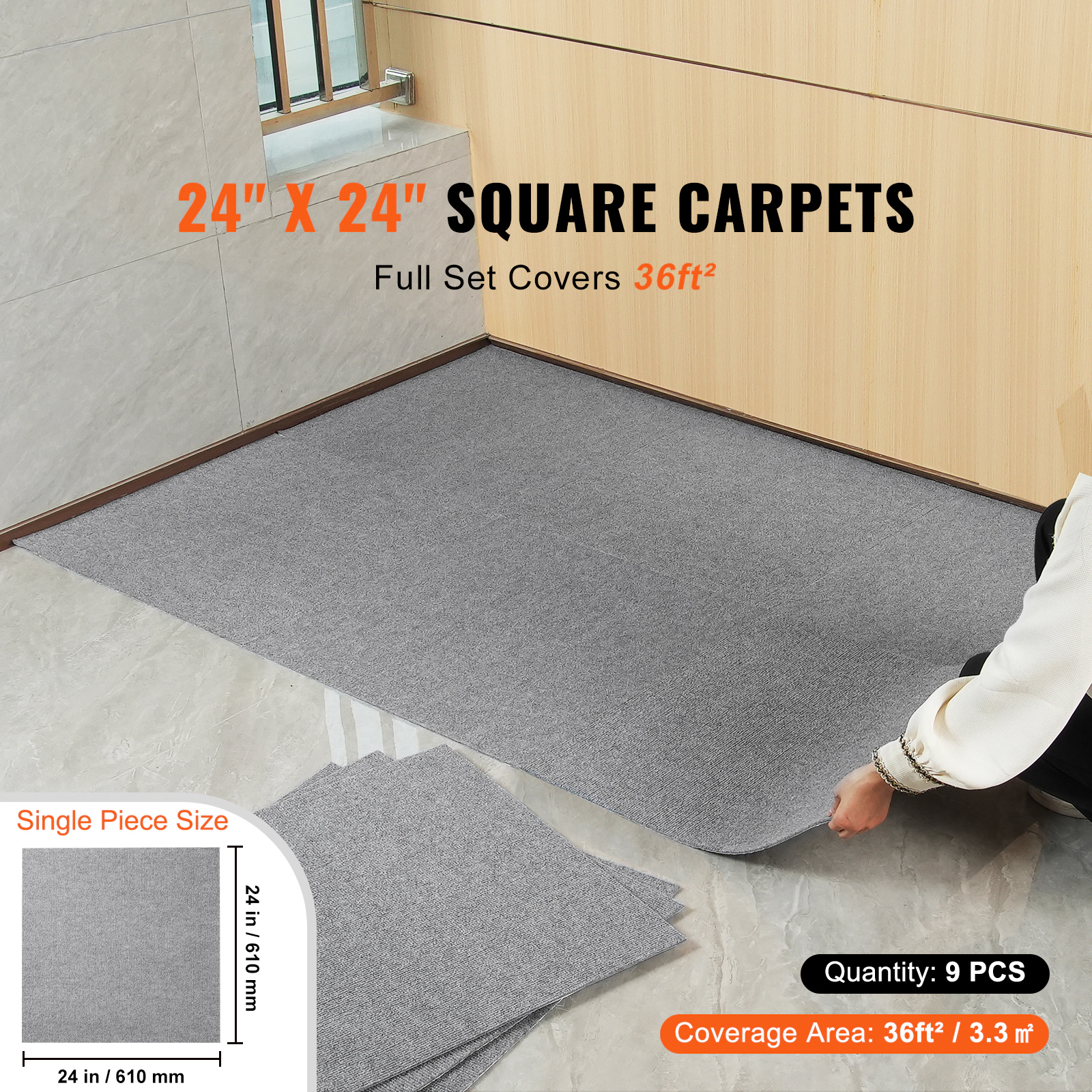 HONGGE Self Adhesive Carpet Tiles Soft Padded Floor for Easy DIY Living Room