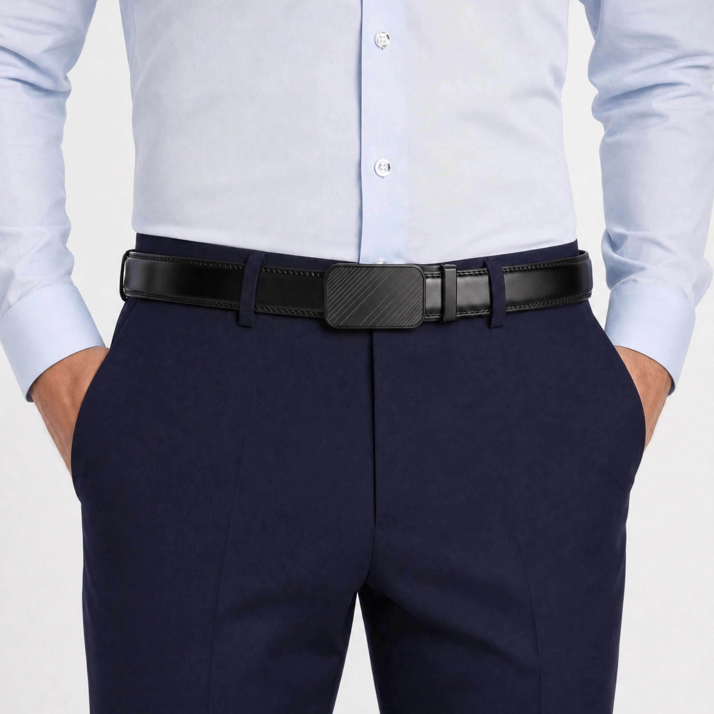 Mio Marino Mens Classic Adjustable Ratchet Leather Dress Belt