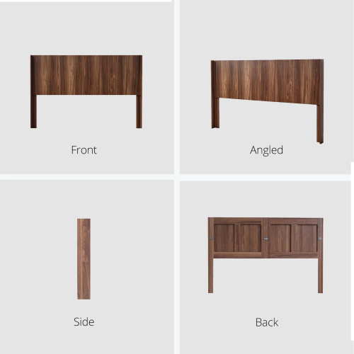 Flynama Queen Wood Headboard, 64.4" Wall-Mounted Fluted Wingback Panel, Walnut Farmhouse