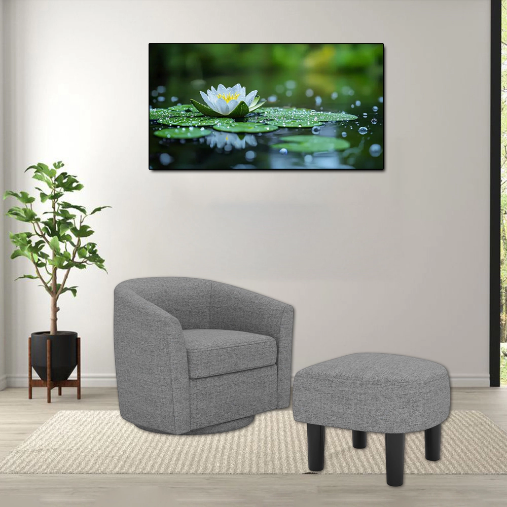 Hivvago Club Style Swivel Lounge Chair With Matching Ottoman Footrest