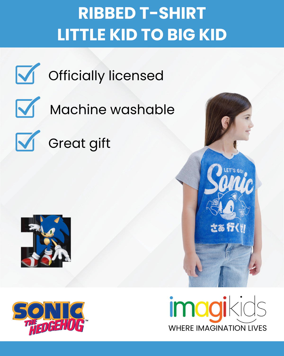 SEGA Sonic the Hedgehog Girls' Short Sleeve T-Shirt