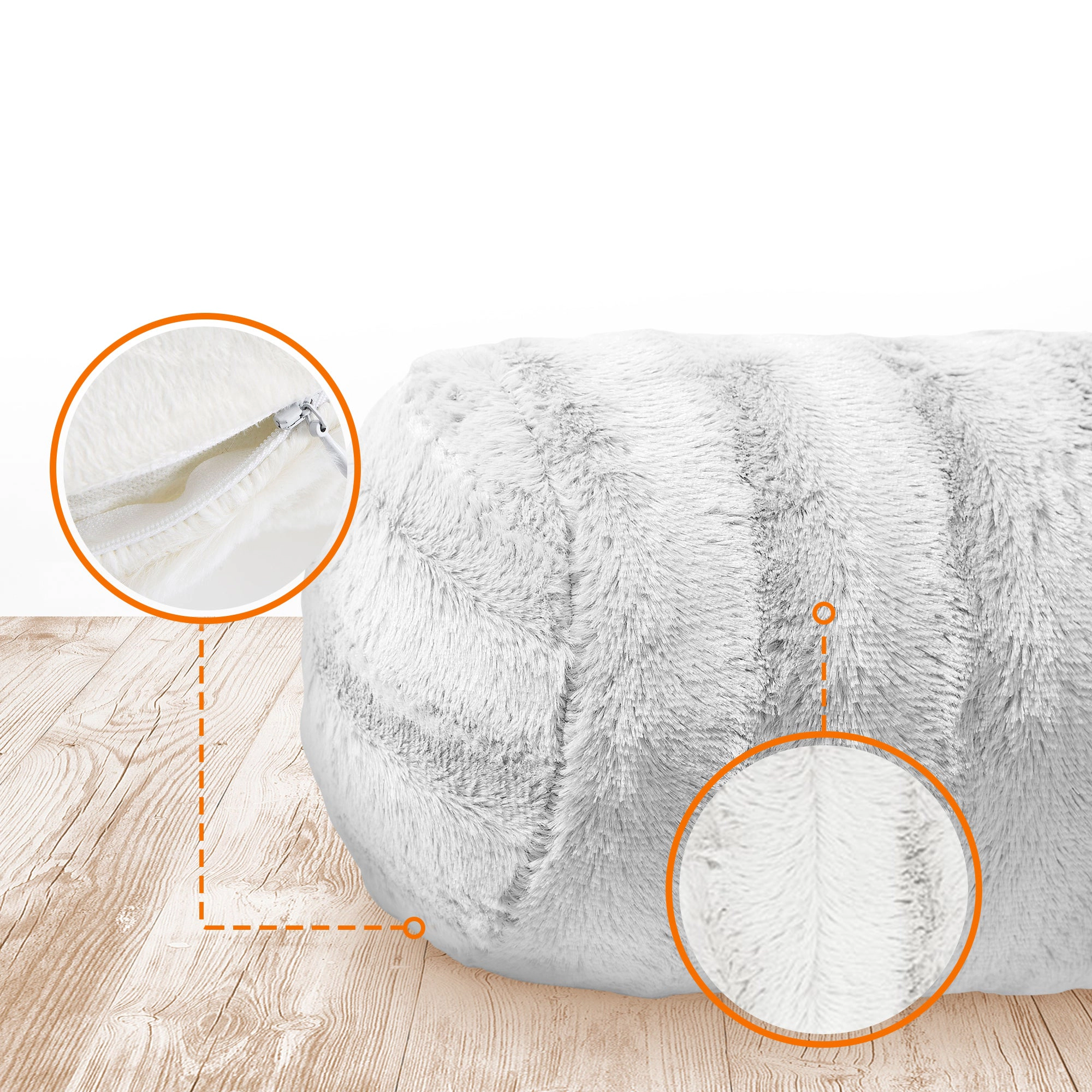 Cheer Collection Set of 2 Faux Fur Decorative Bolster Roll Pillows