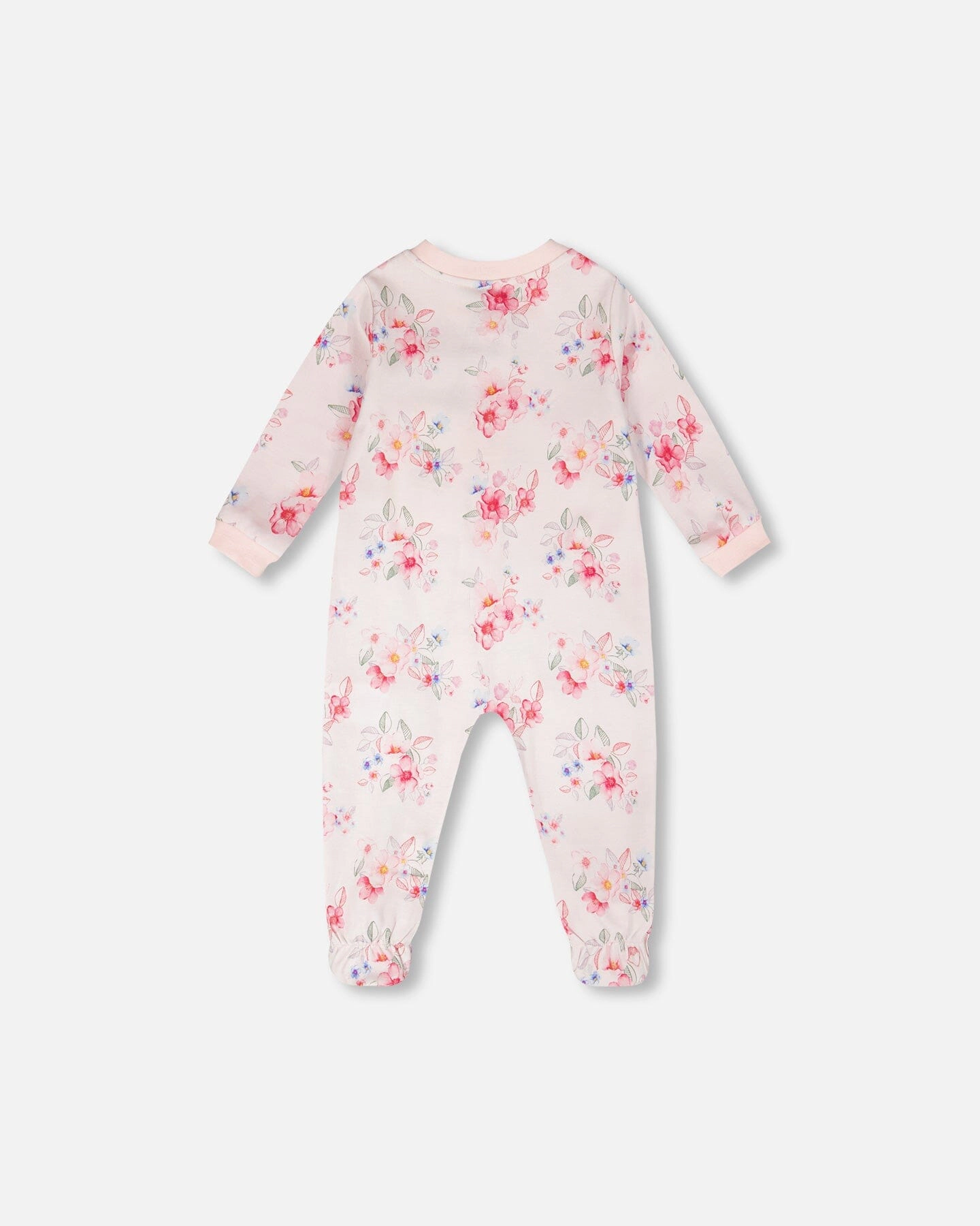 Deux par Deux Girls Organic Cotton Full-Length Zip Floral Print One-Piece Pyjama