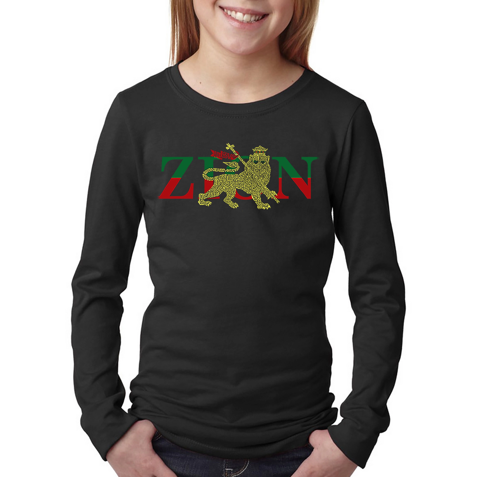 LA Pop Art Girls Long Sleeve Word T-Shirt - Zion One Love
