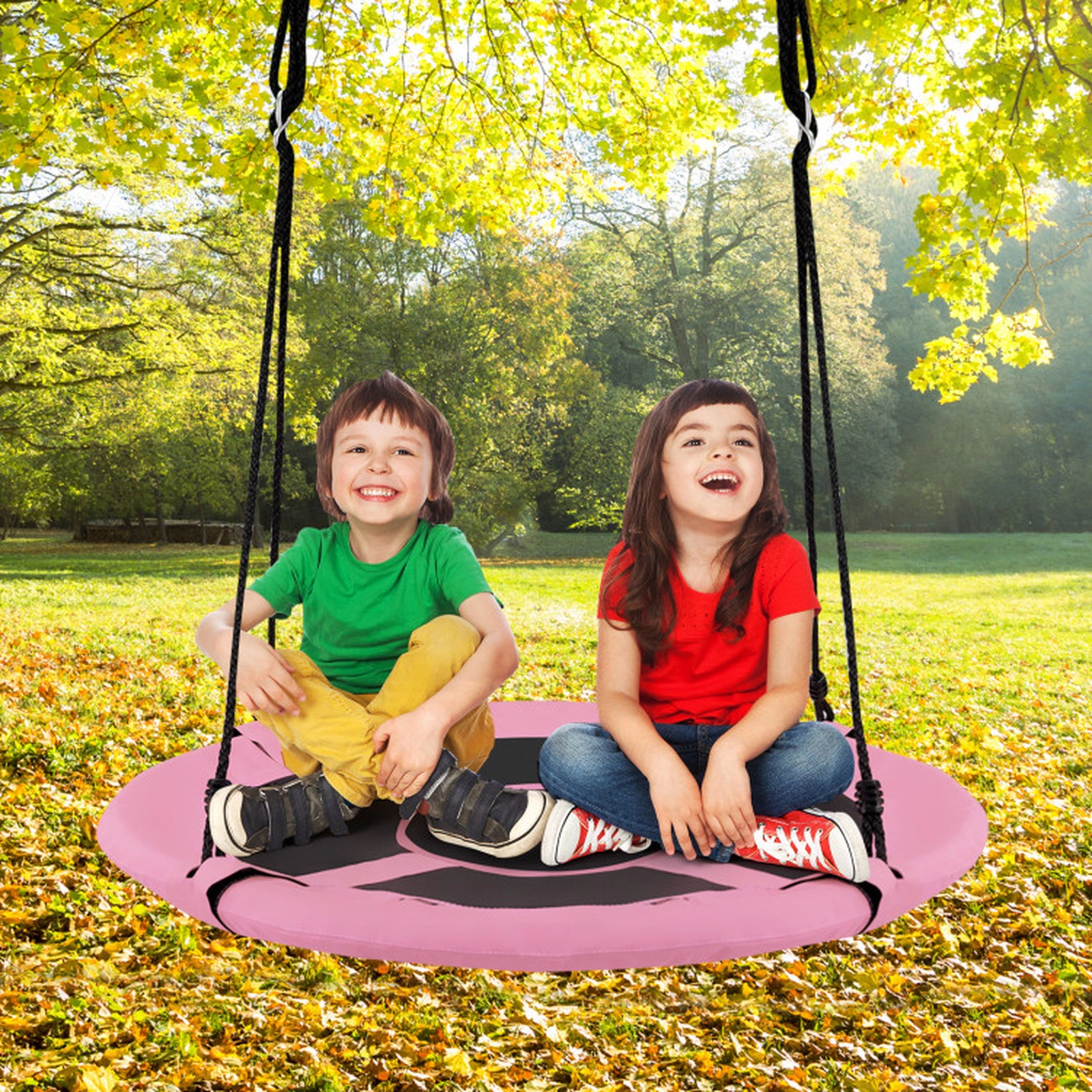 SUGIFT 2-in-1 40-in Kids Hanging Chair Swing Tent Set 330-lb Capacity Outdoor Play Set Pink Shown in the Picture