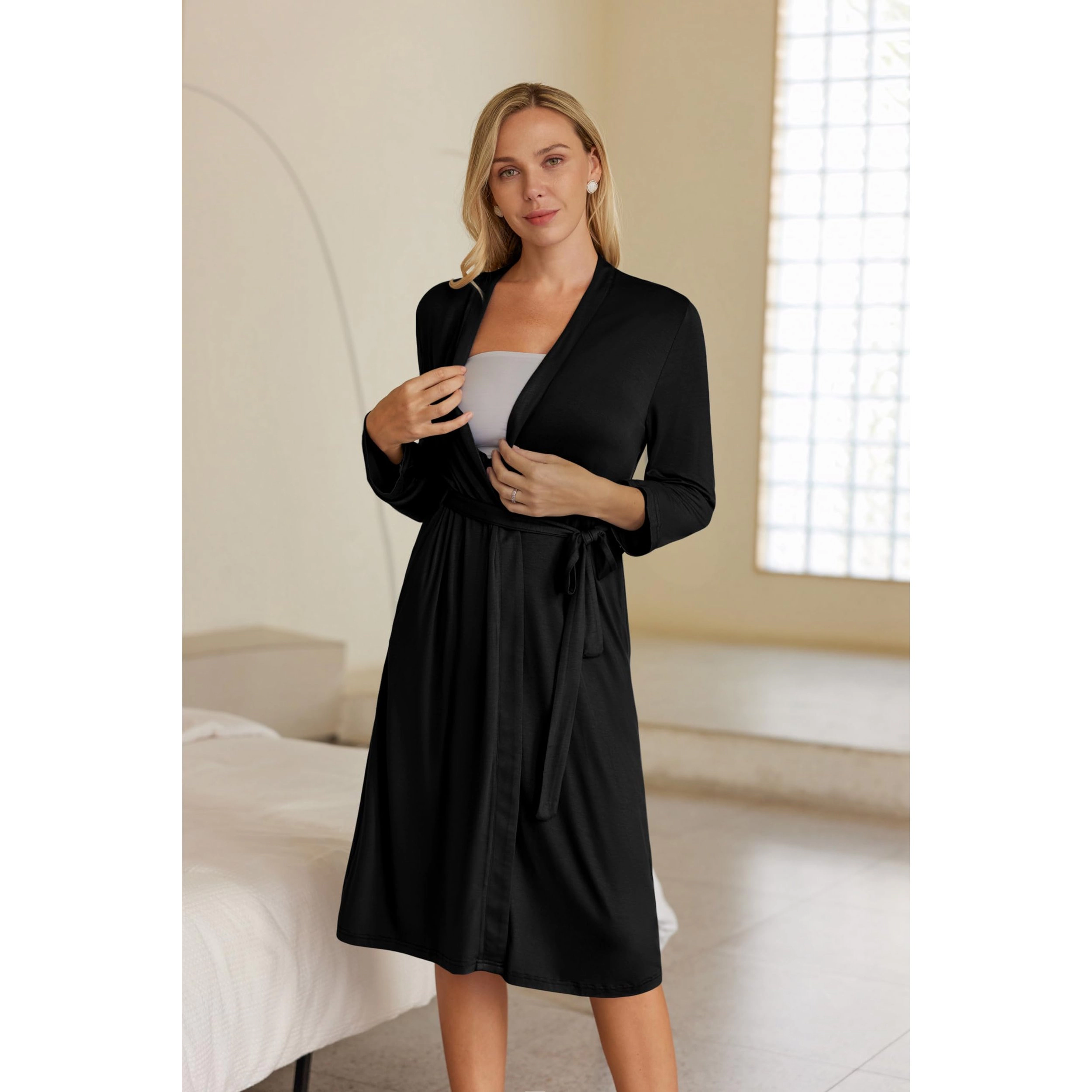 Ekouaer Maternity Robe Labor Delivery Nursing Gown Hospital Breastfeeding Dress Bathrobes