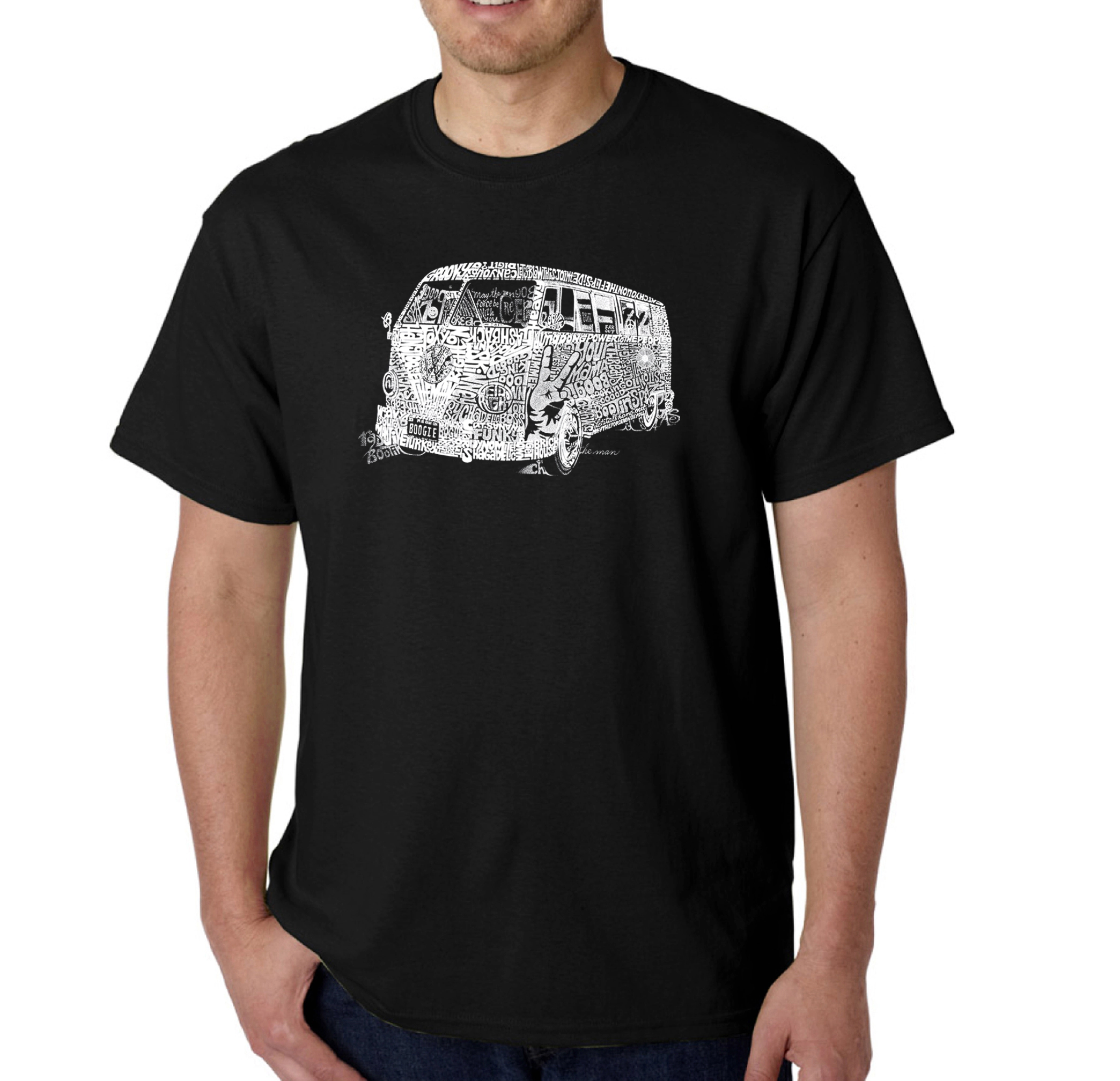 LA Pop Art Men's 100% Cotton Word T-Shirt - The 70's, Crew Neck, Short Sleeve, Regular Fit