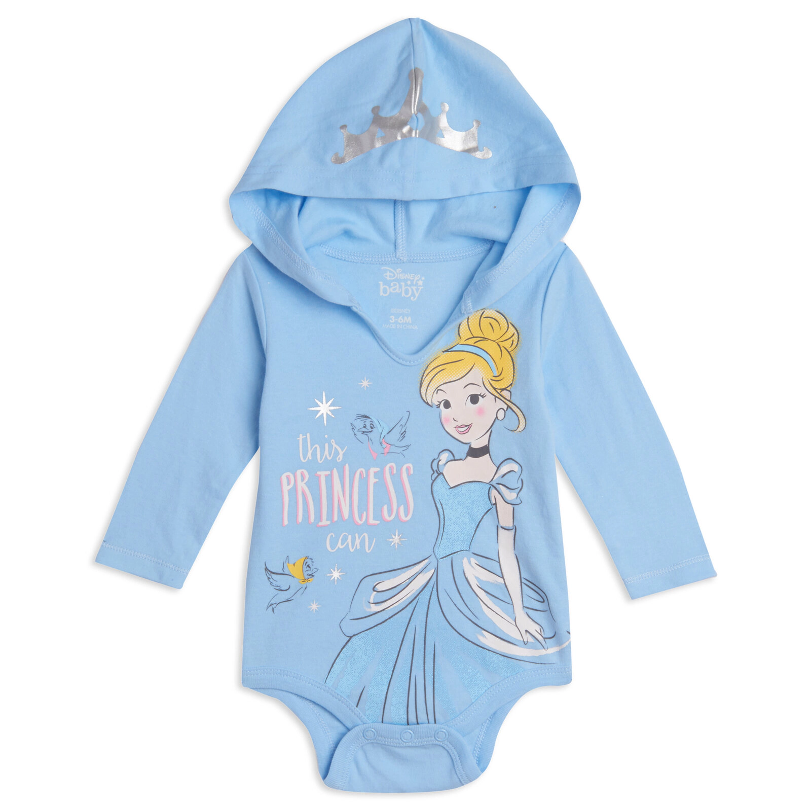 Disney Princess Baby Girls' 3-Pack Cosplay Hooded Bodysuits