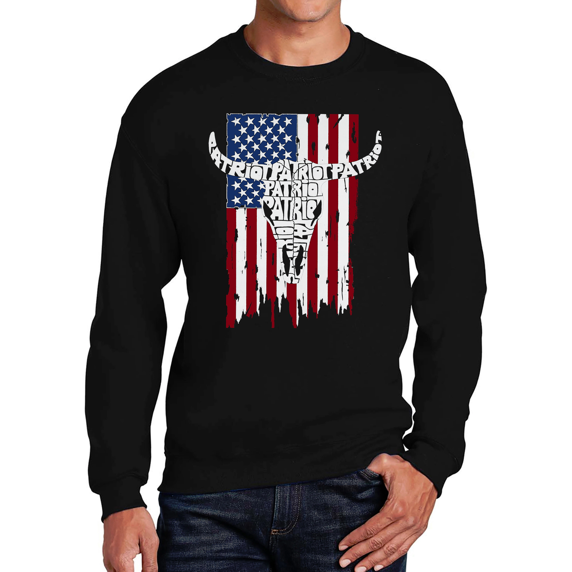 LA Pop Art Patriot Flag - Men's Word Crew Sweatshirt