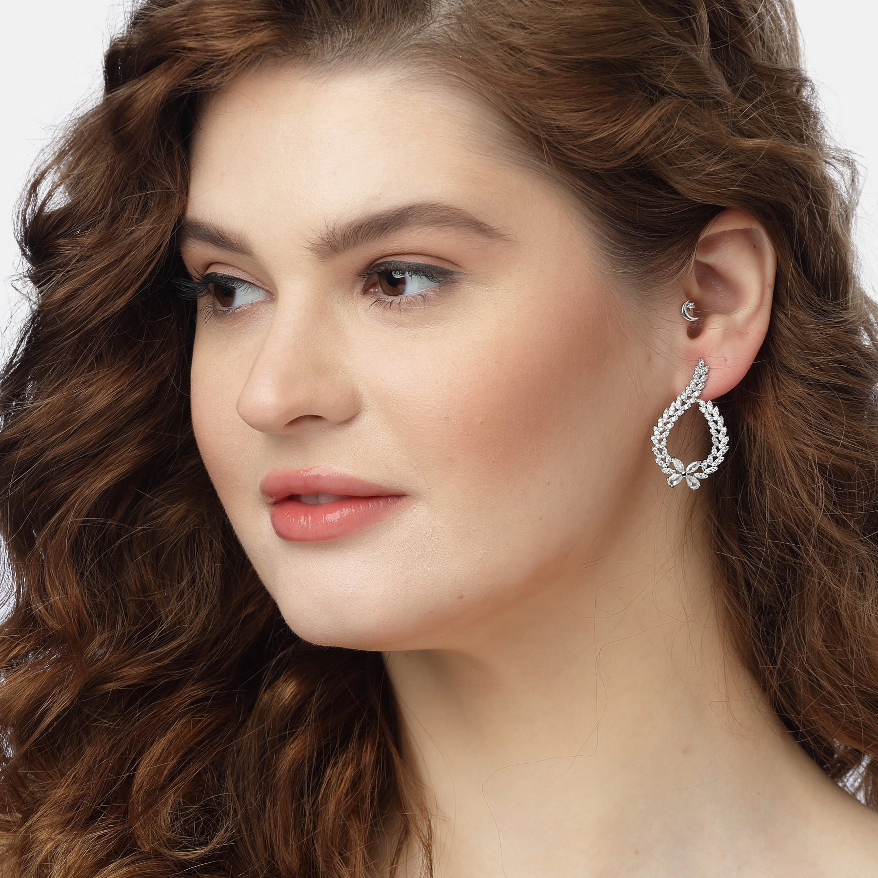 AGP PARIS Womens Sparkling Floral Drop Earrings