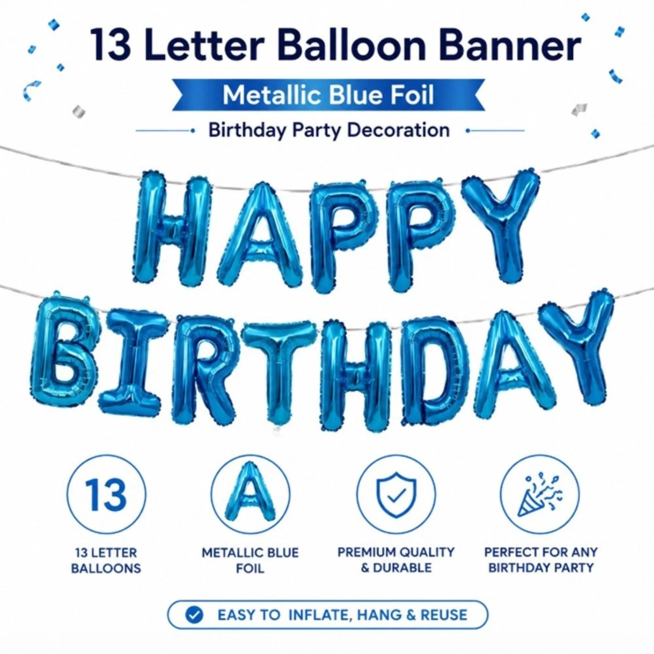 Home Collection 16-Inch Happy Birthday Letter Balloon Banner Party Decoration