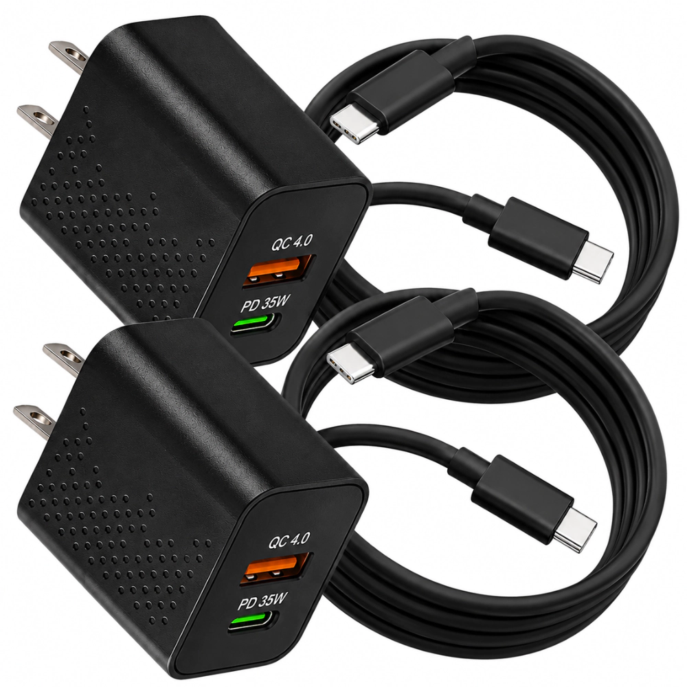 Qixxronics 35W 2Pack Super Fast Charger USB C with 6FT Type-C Cable Cord for Motorola, LG, Z Flip/Z Fold, Samsung Galaxy