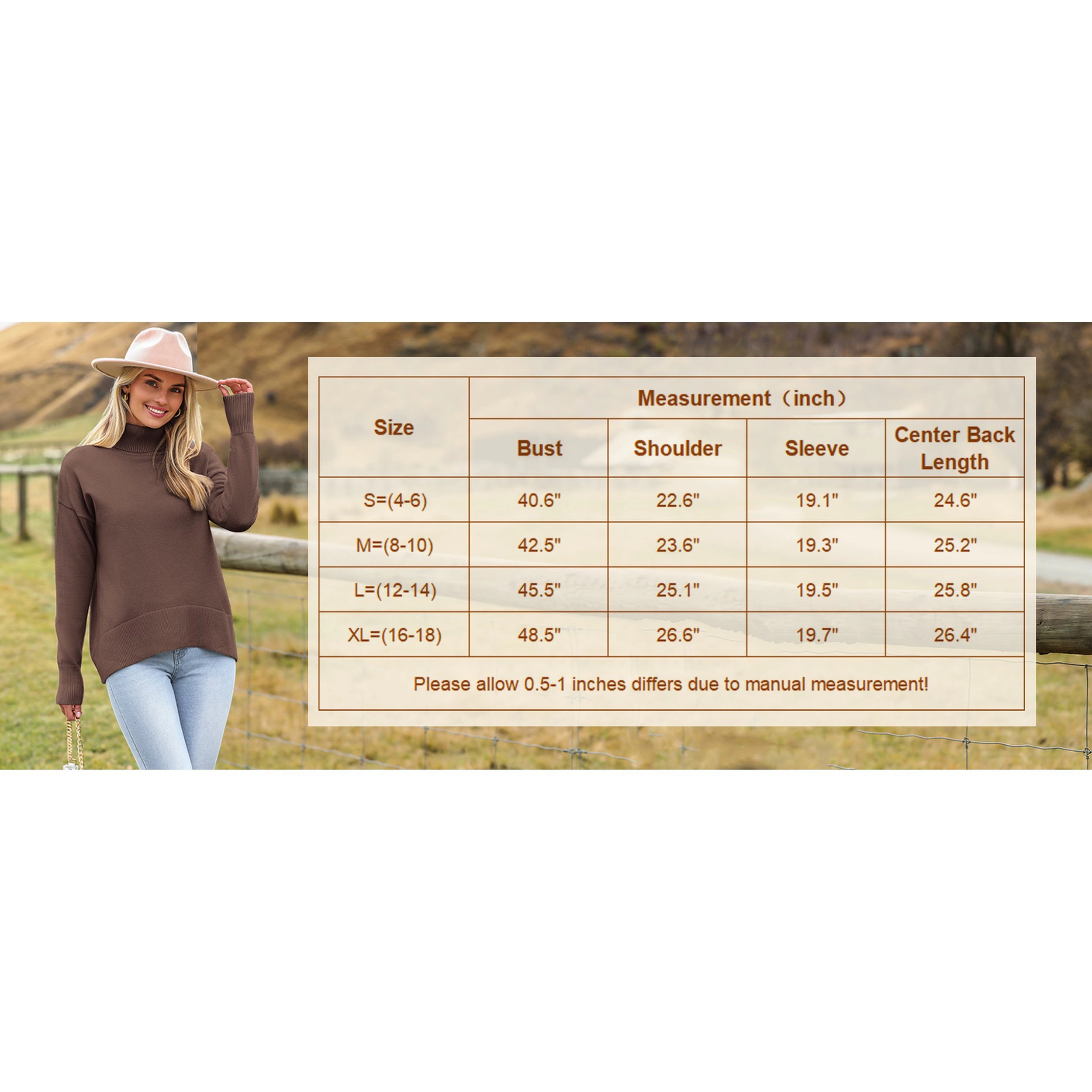 Zeagoo Women's Turtleneck Chunky Knitted High Low Hem Pullover