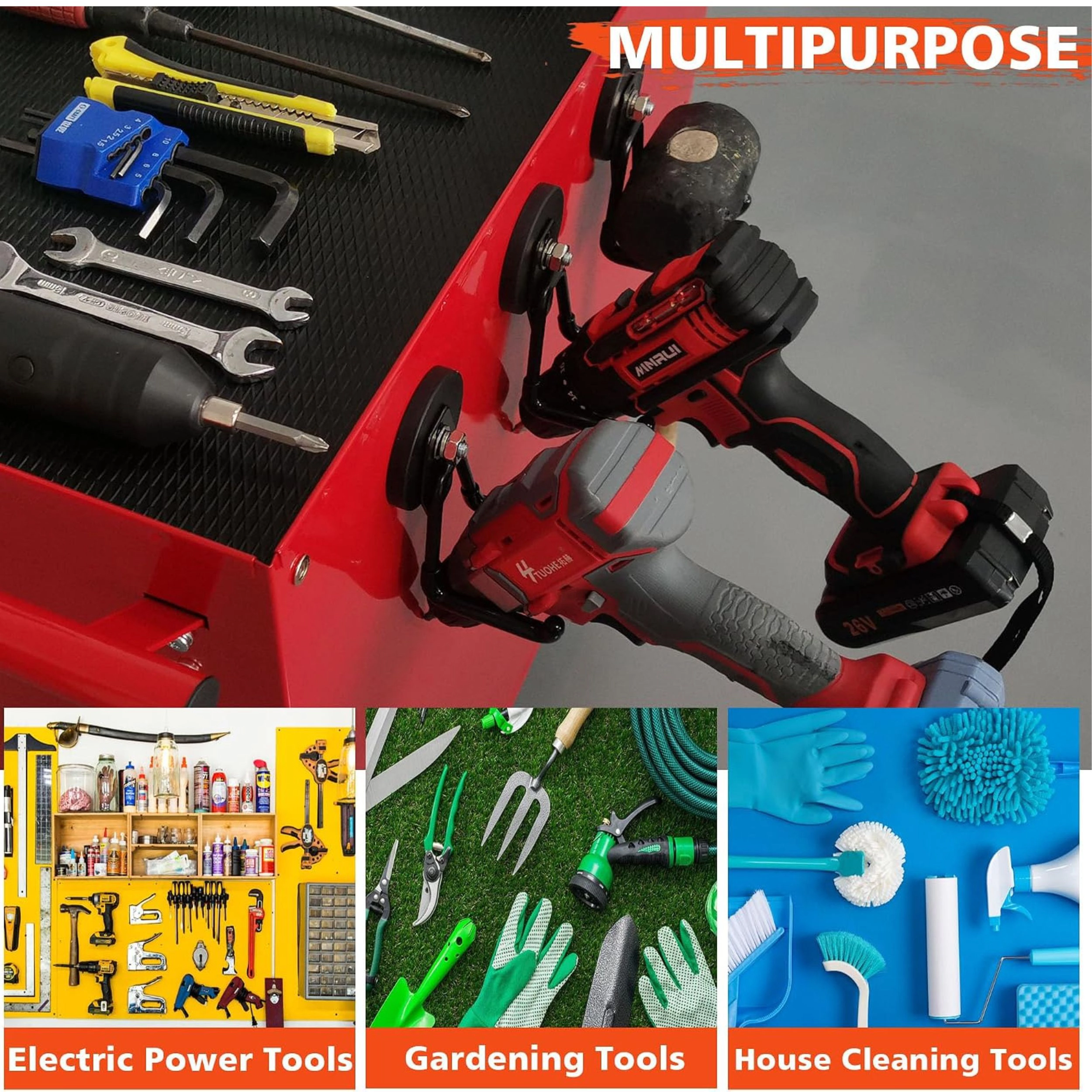 Stock Preferred Pack of 2 Magnetic Tool Storage Hooks for Garage Workshop and Garden Tools